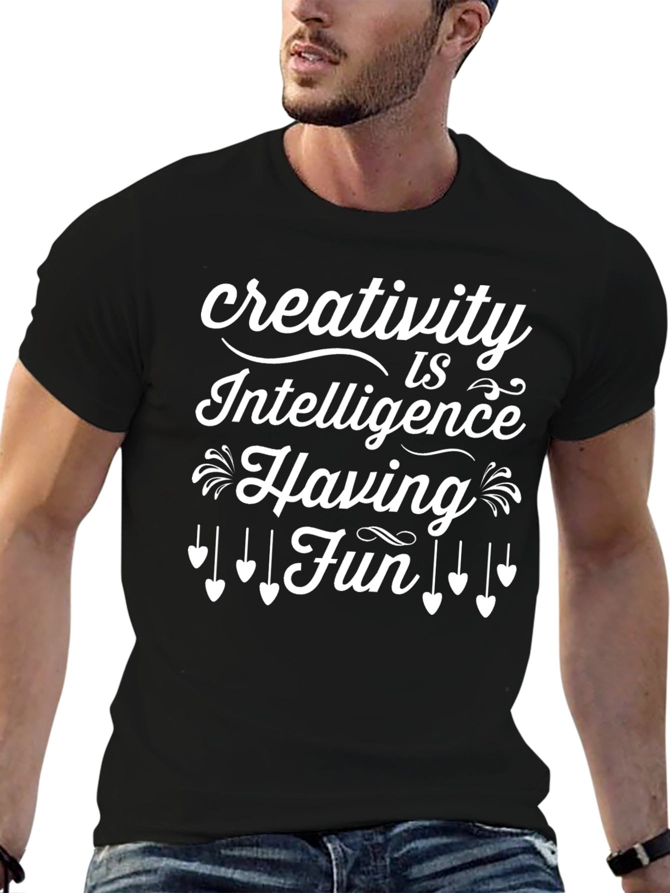 Black Creativity is Intelligence Having Fun Black T-Shirt view 6