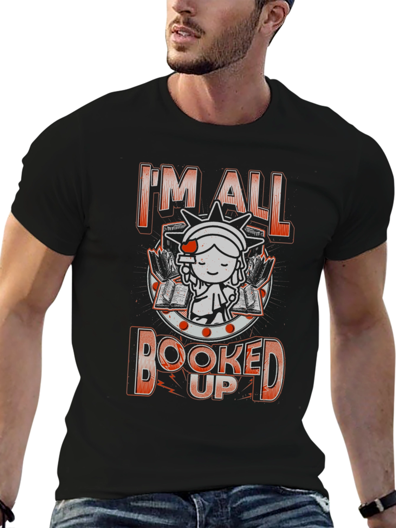 Black I'm All Booked Up T-Shirt - Book Lover Tee view 6