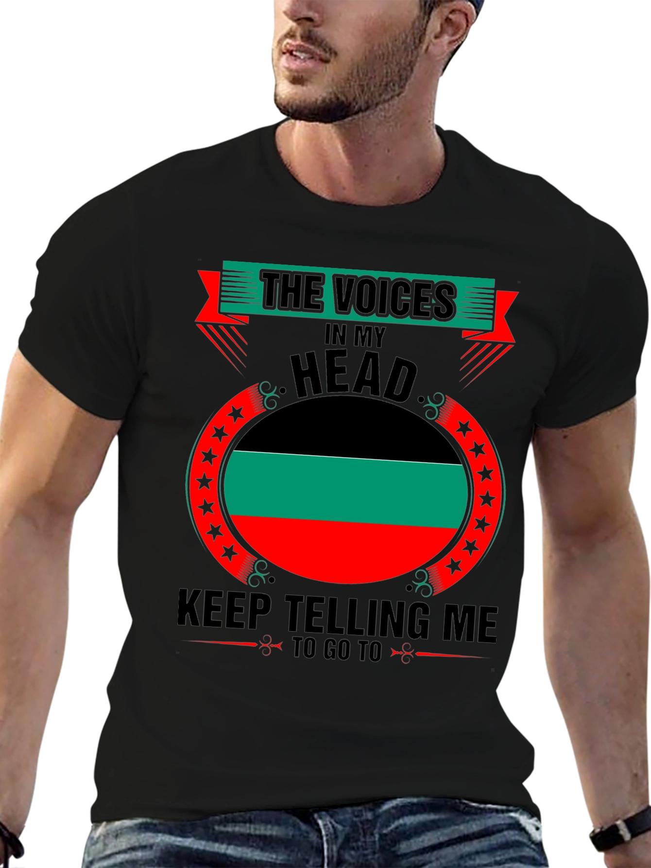 Black Voices in My Head Pan-African Flag T-Shirt view 6
