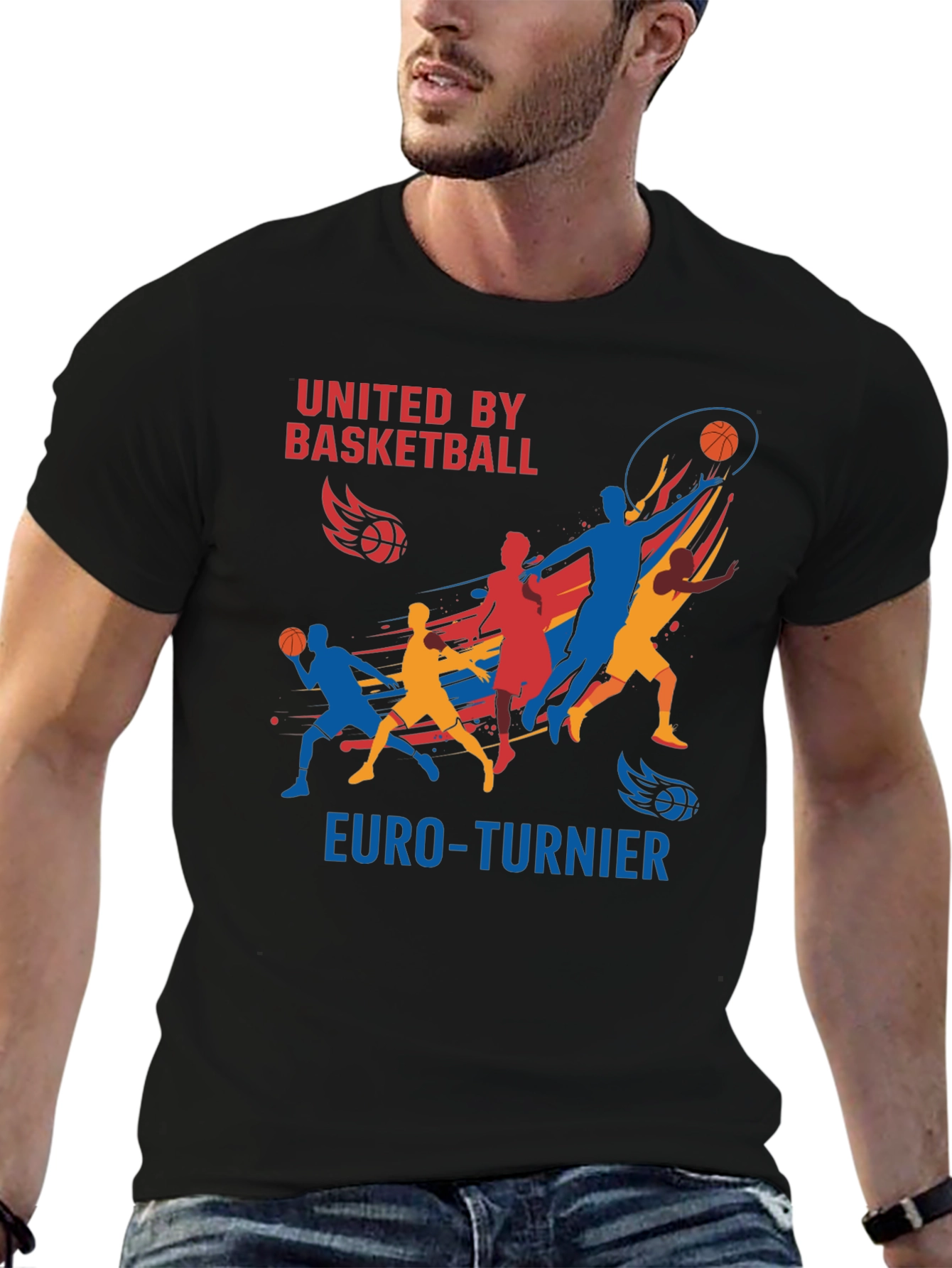Black United by Basketball Euro-Turnier Black T-Shirt view 6