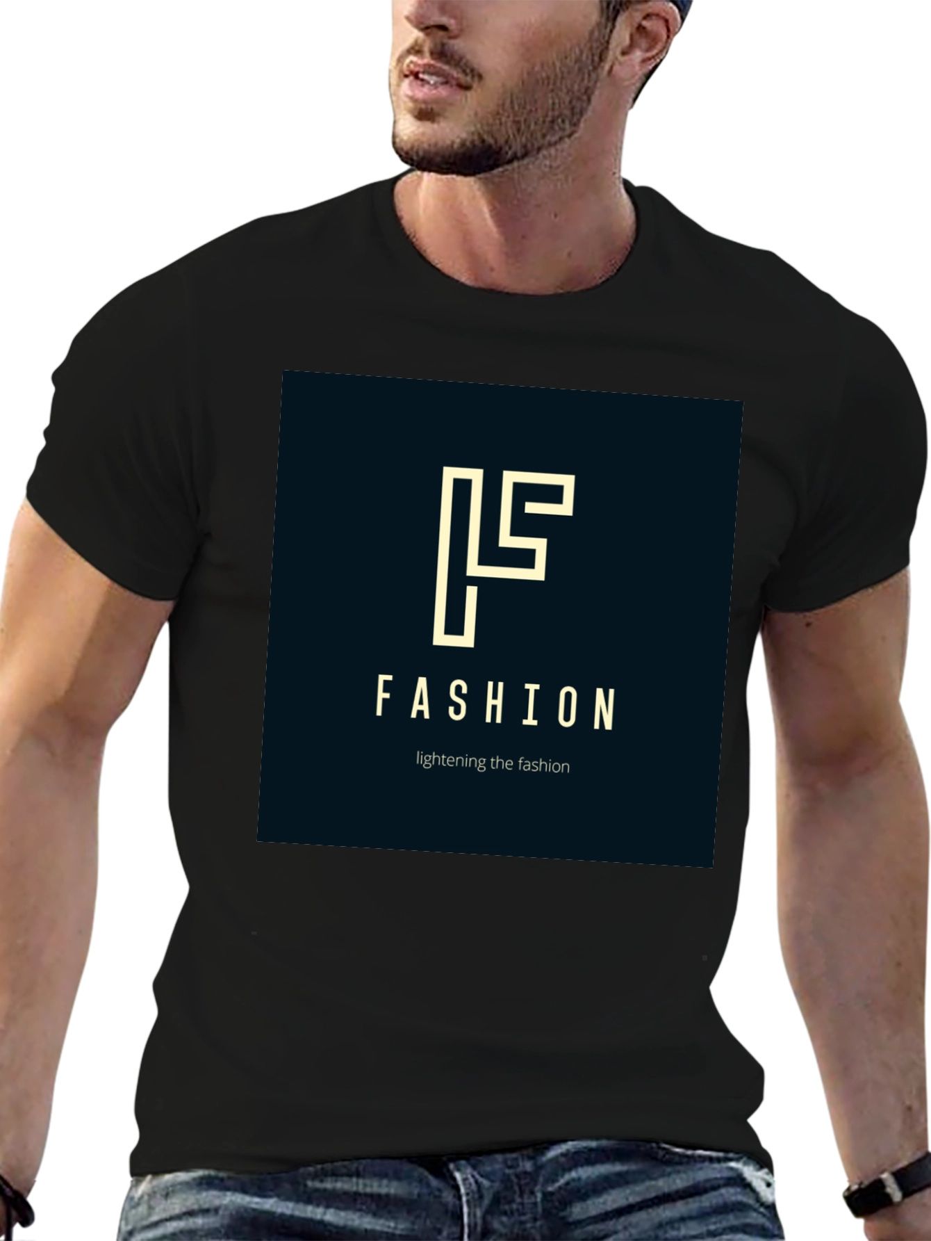 Black Fashion Logo Black T-Shirt - Stylish Modern Design view 6