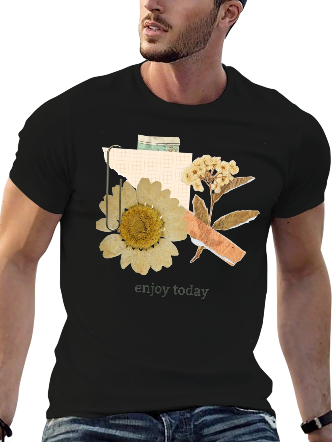 Black Floral Collage Graphic T-Shirt - Enjoy Today Tee view 6