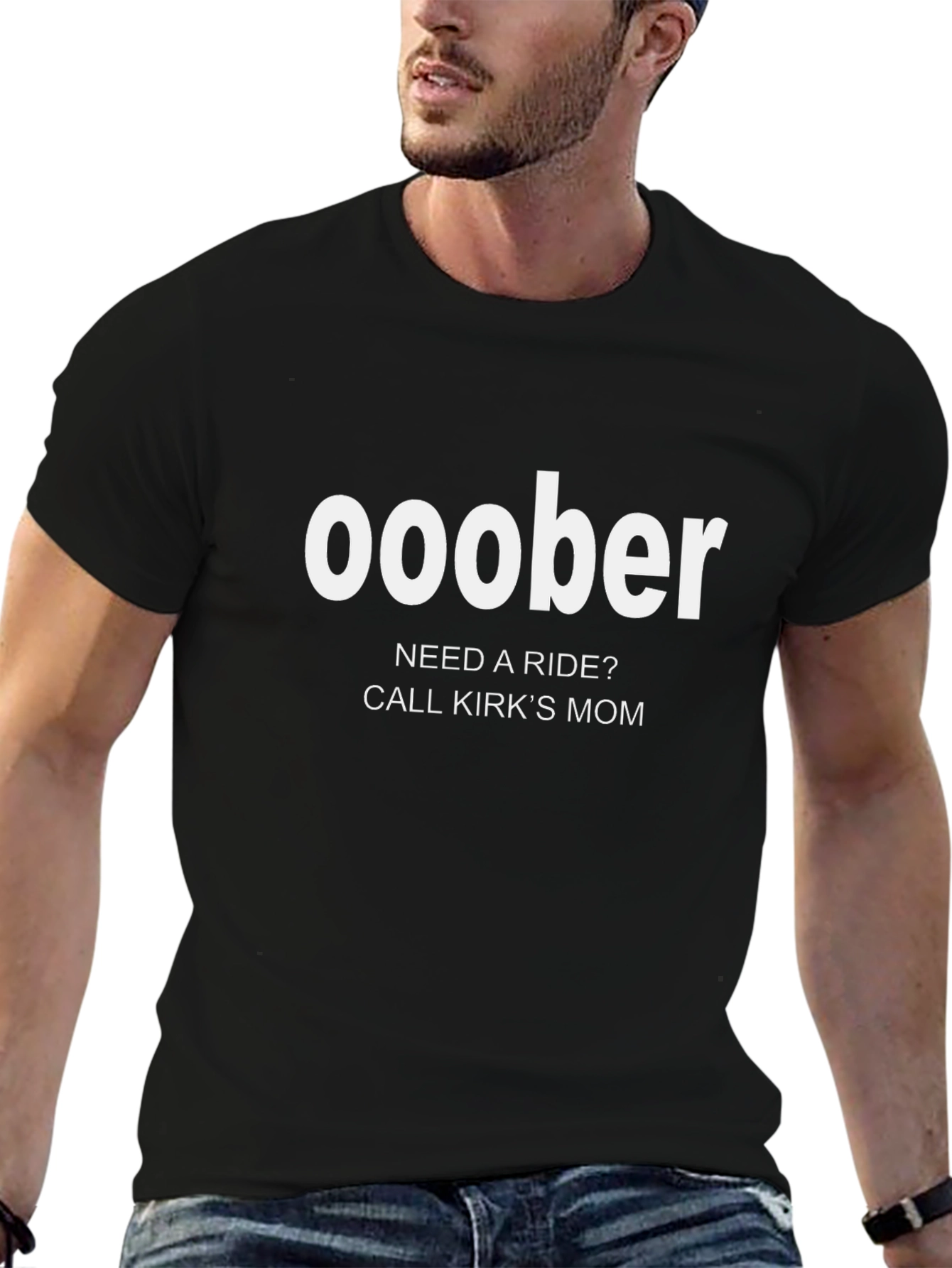 Black Ooober T-Shirt - Call Kirk's Mom Ride view 6