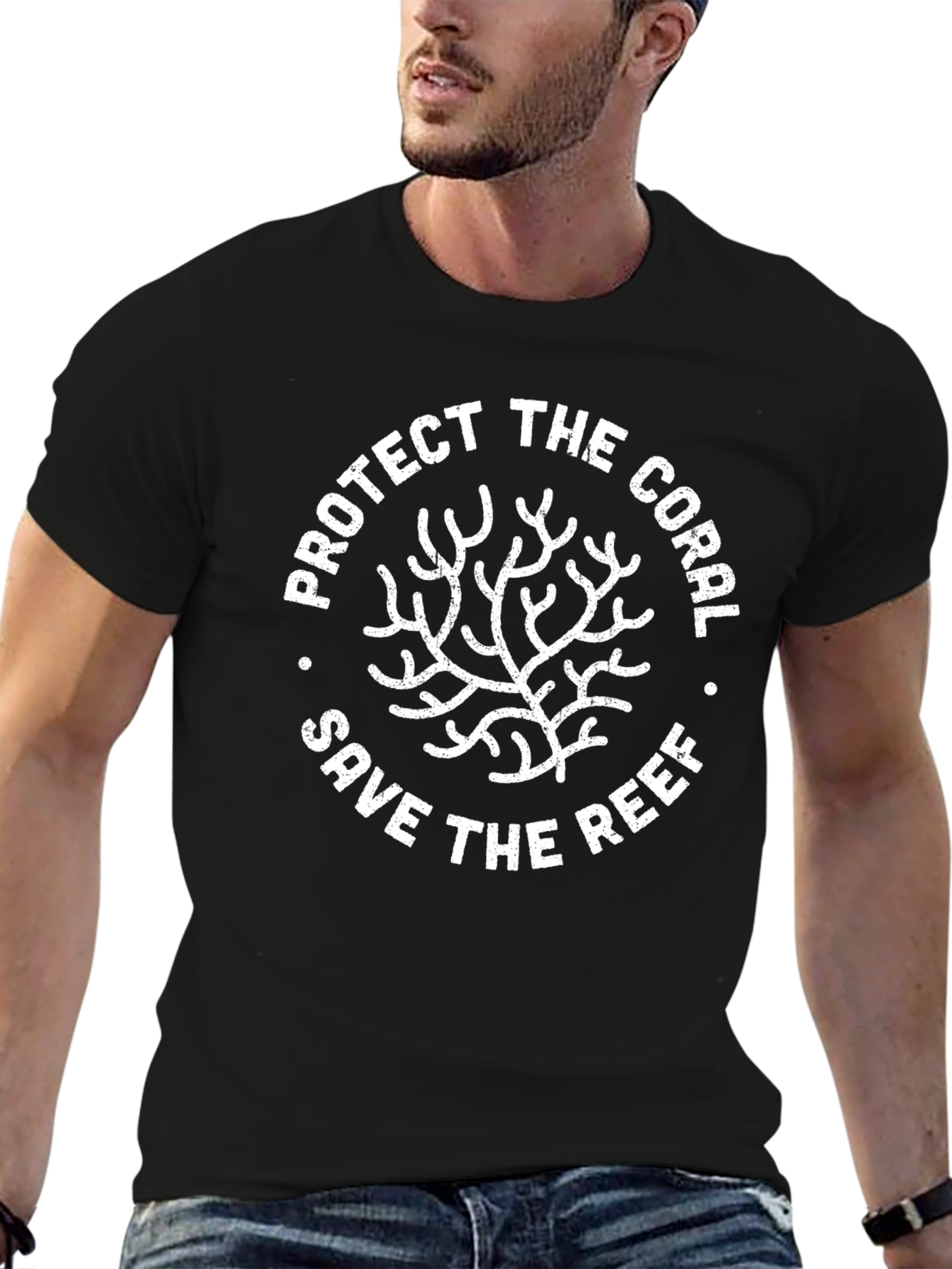 Black Protect Coral Reef T-Shirt - Eco Friendly Tee view 6