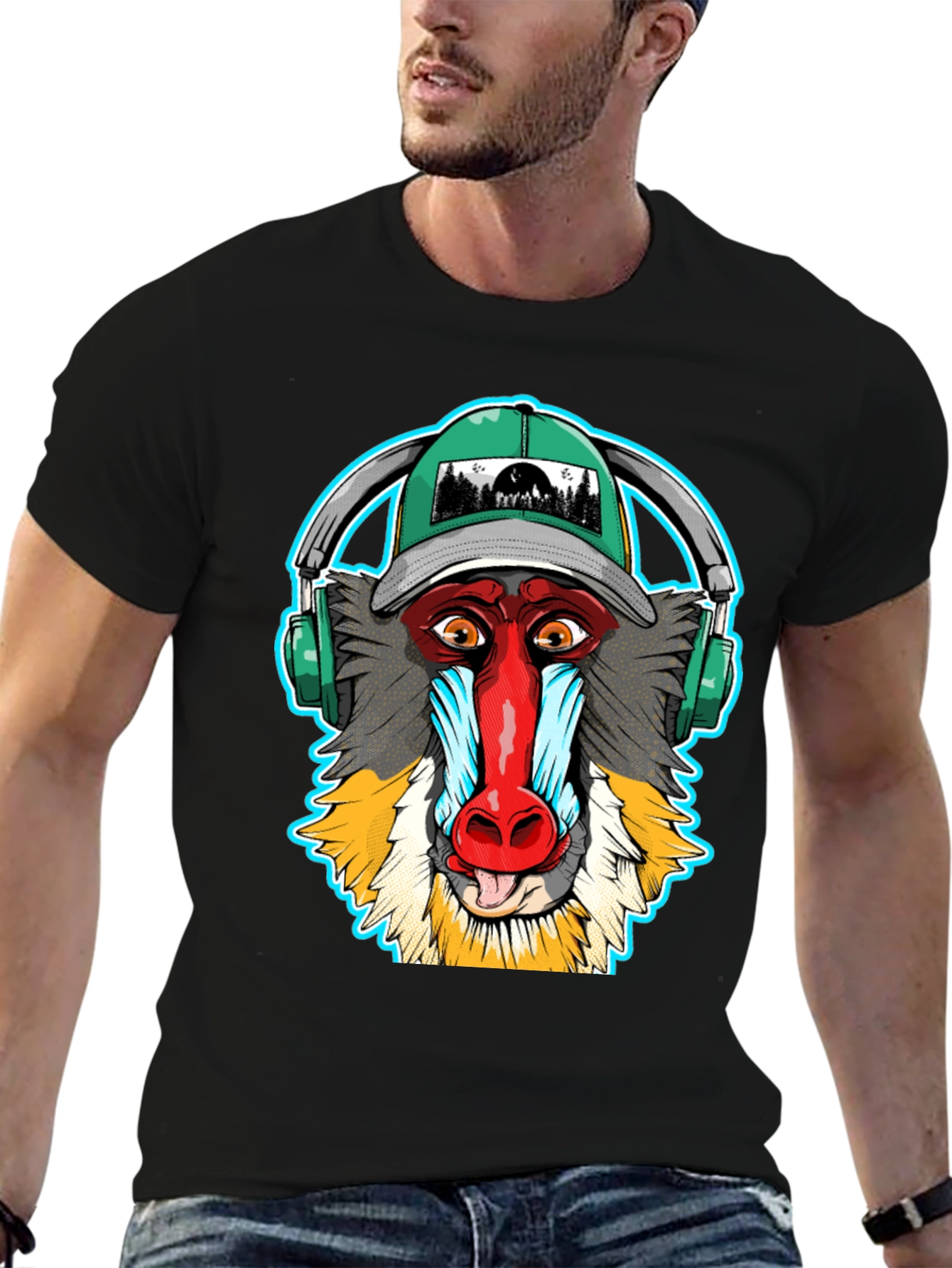 Black Cool Monkey DJ T-Shirt view 6