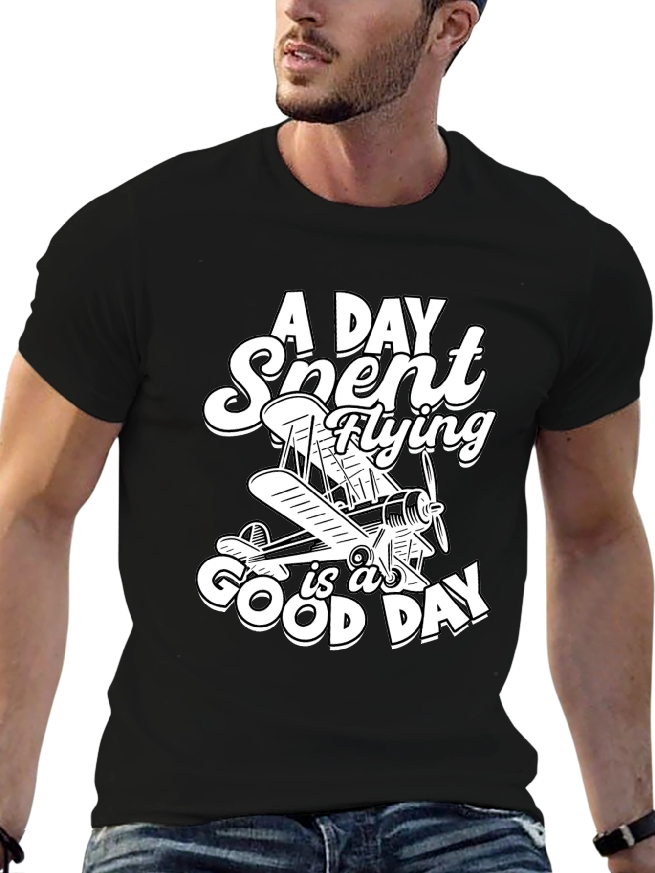 Black Flying Enthusiast T-Shirt - A Good Day view 6