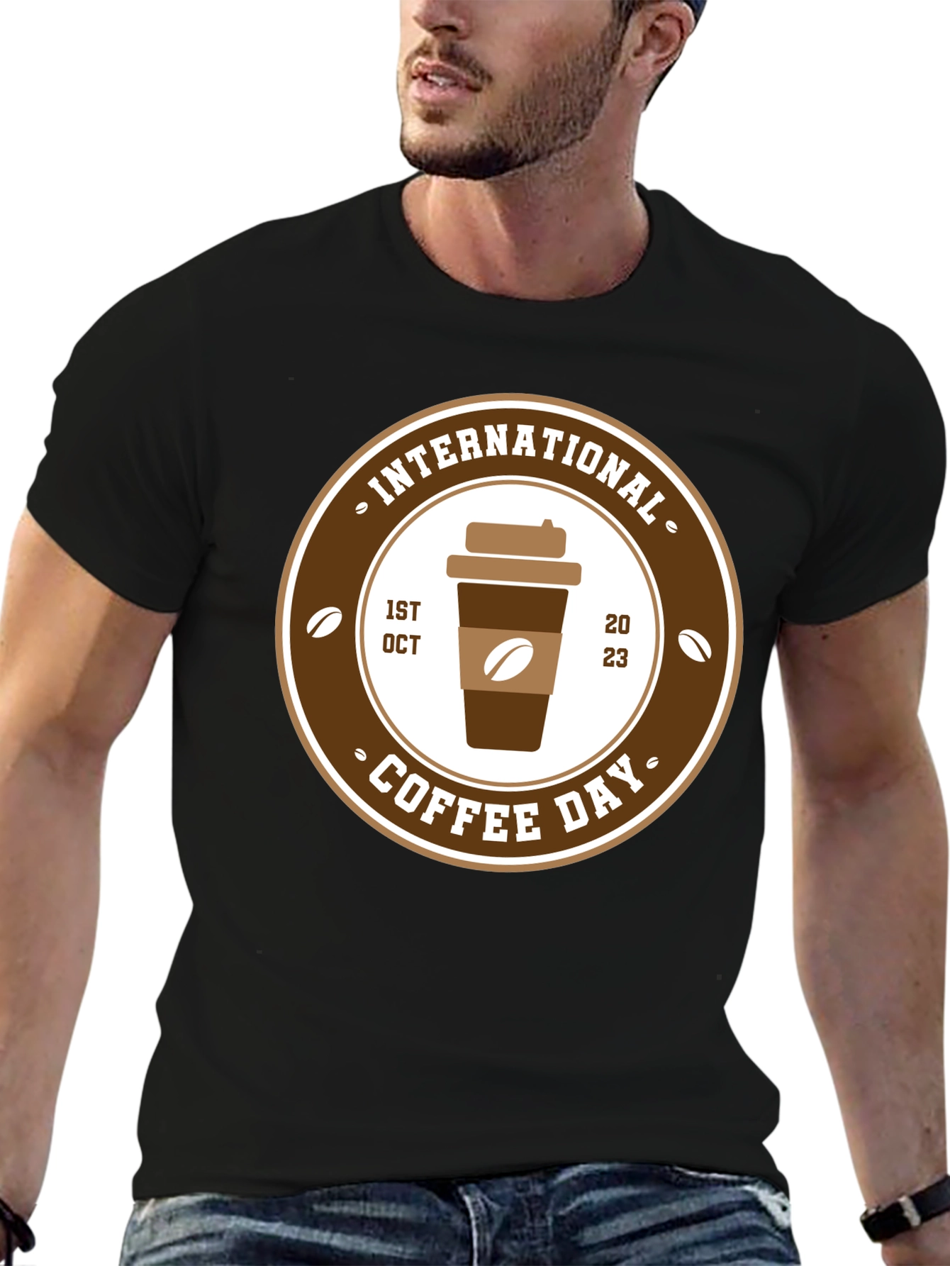 Black International Coffee Day T-Shirt - October 1st, 2023 view 6