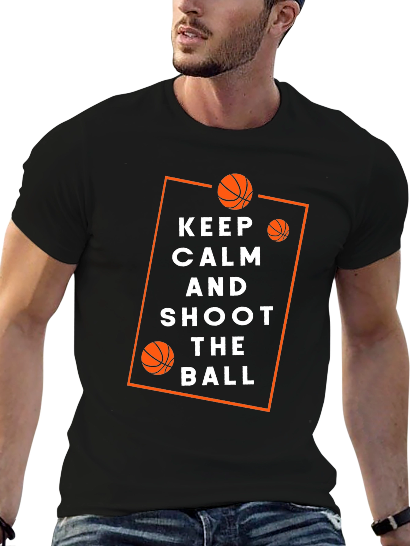 Black Keep Calm & Shoot Basketball T-Shirt view 6