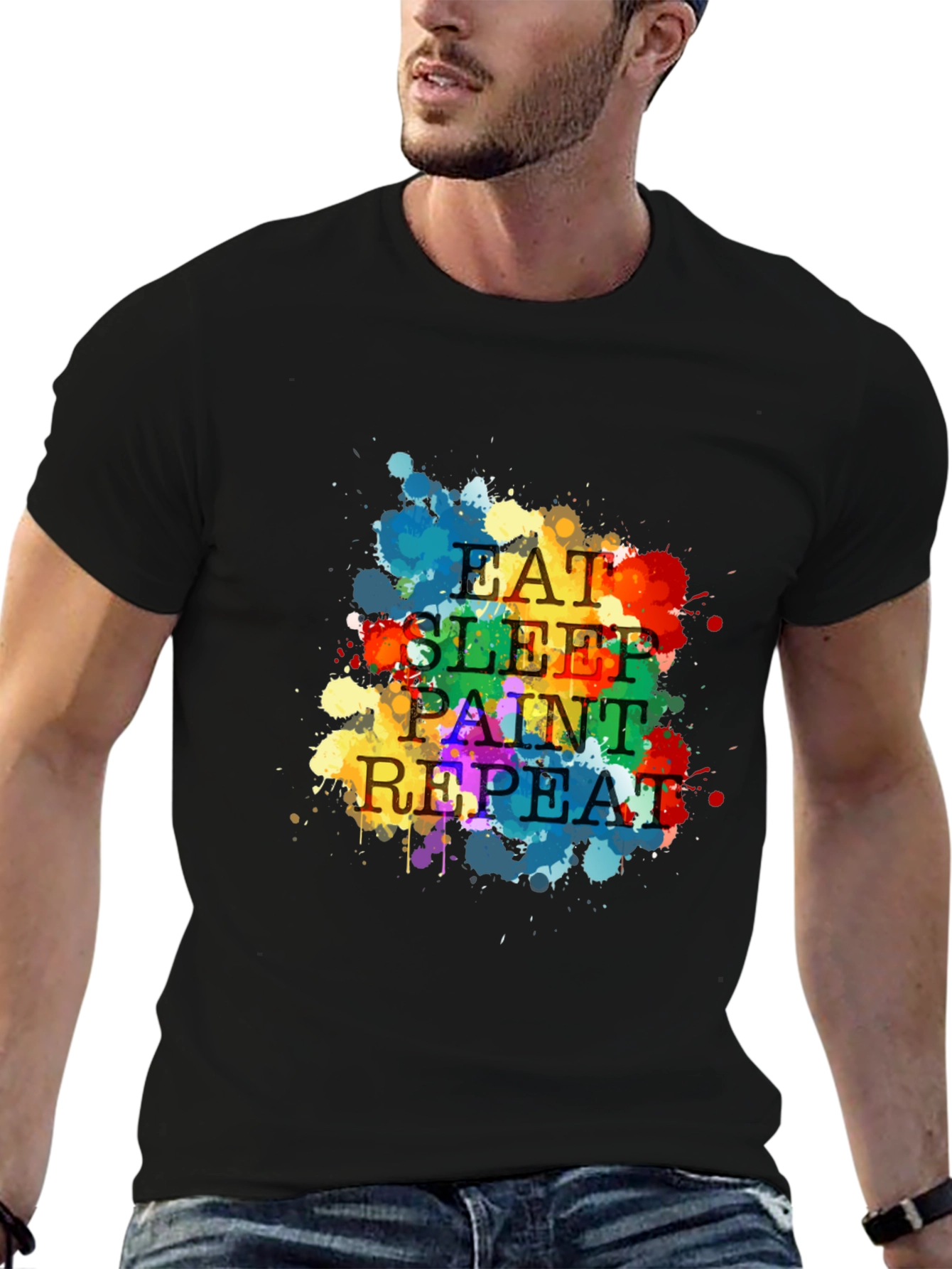 Black Eat Sleep Paint Repeat T-Shirt view 6