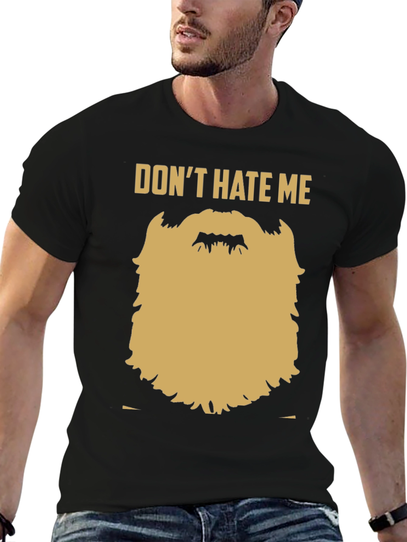 Black Funny Beard Graphic T-Shirt - Don't Hate Me view 6