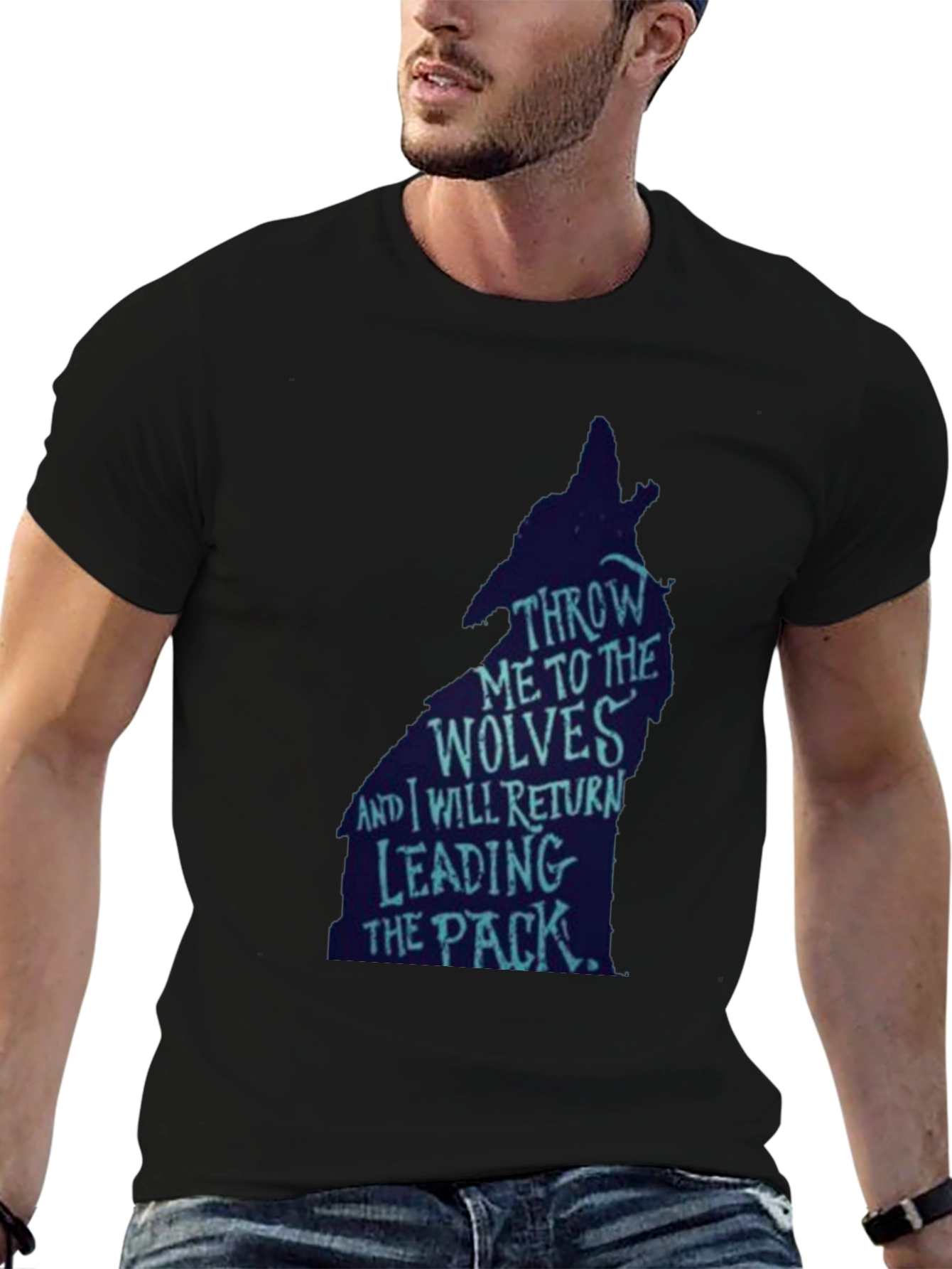 Black Wolf Pack Leader Graphic Tee - Black view 6