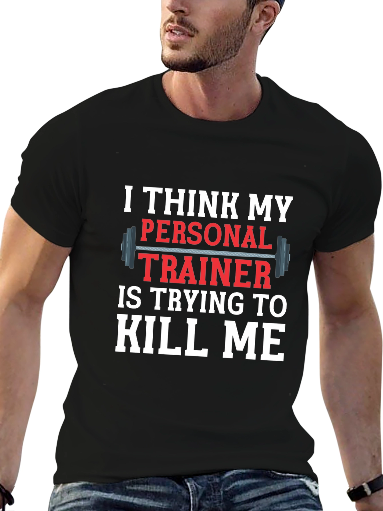 Black Funny Personal Trainer Gym T-Shirt view 6