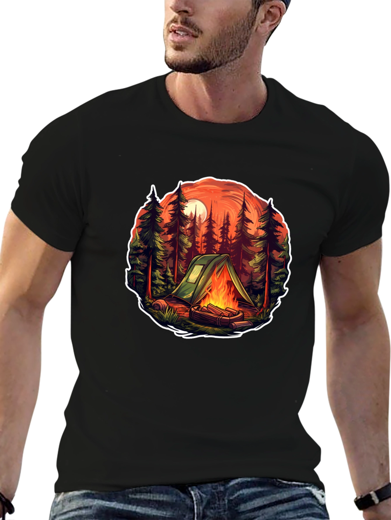 Black Camping Trip Graphic T-Shirt view 6
