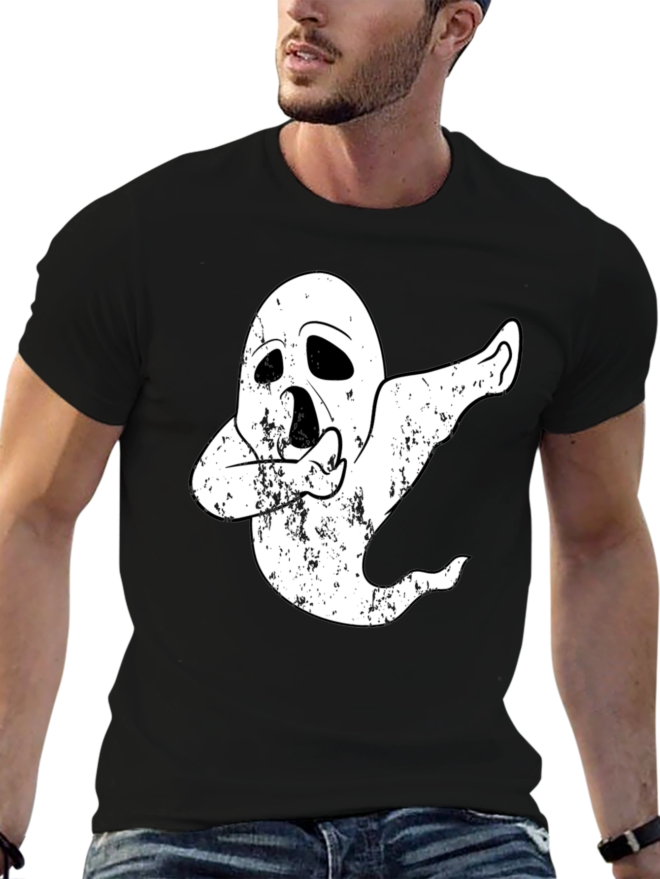Black Dabbing Ghost T-Shirt - Halloween Costume Tee view 6