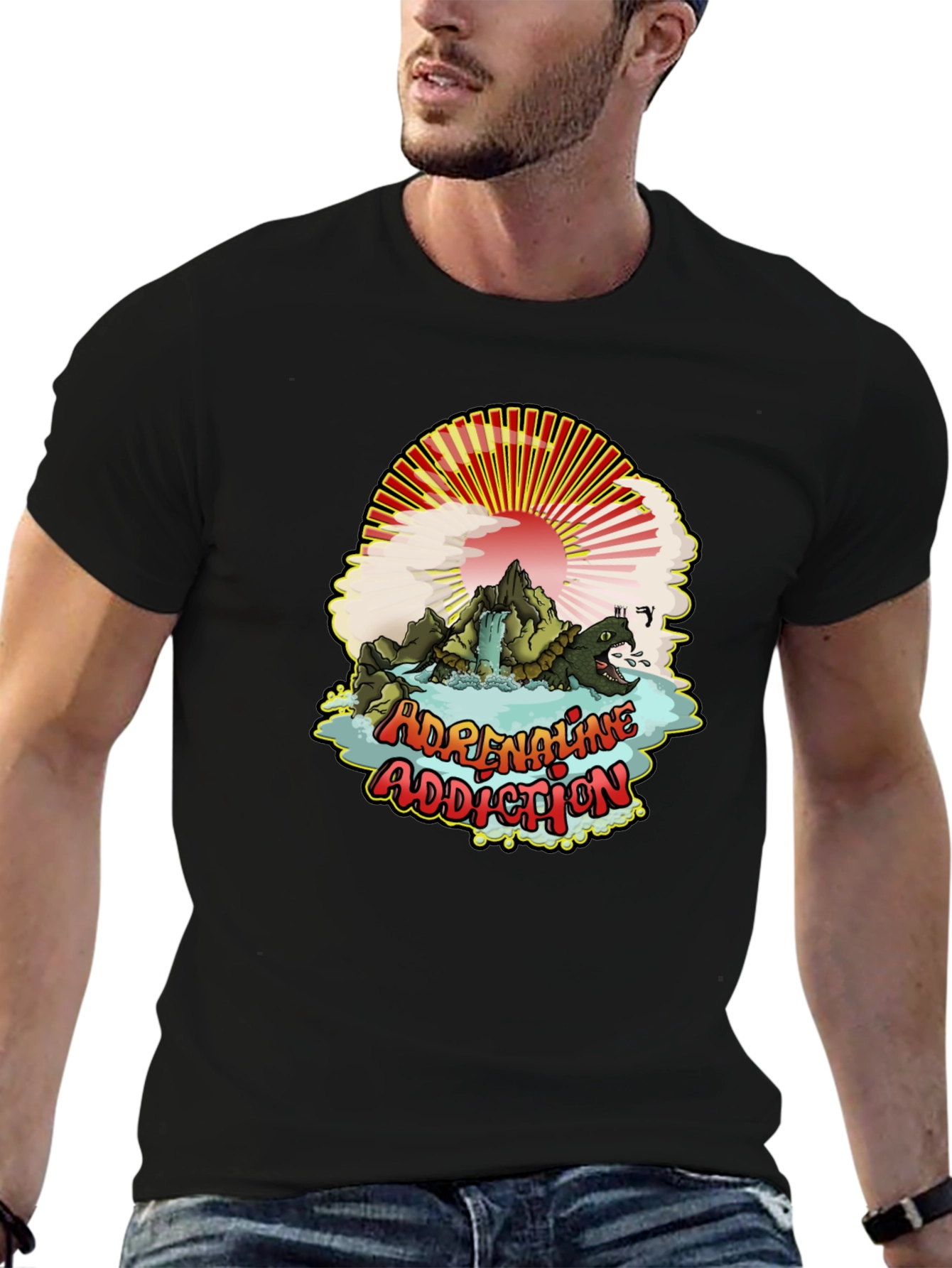 Black Adrenaline Addiction T-Shirt - Mountain Turtle Design view 6
