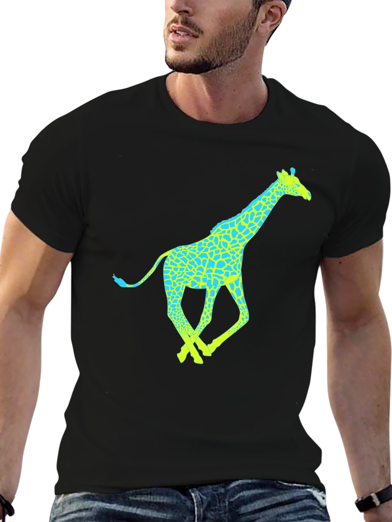 Black Giraffe Graphic Tee - Fun & Stylish Men's T-Shirt view 6