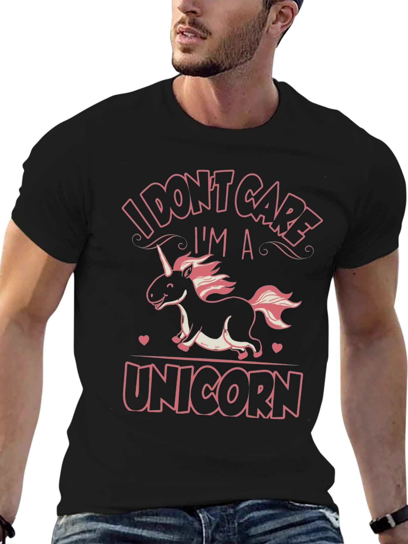Black I Don't Care I'm A Unicorn T-Shirt view 6