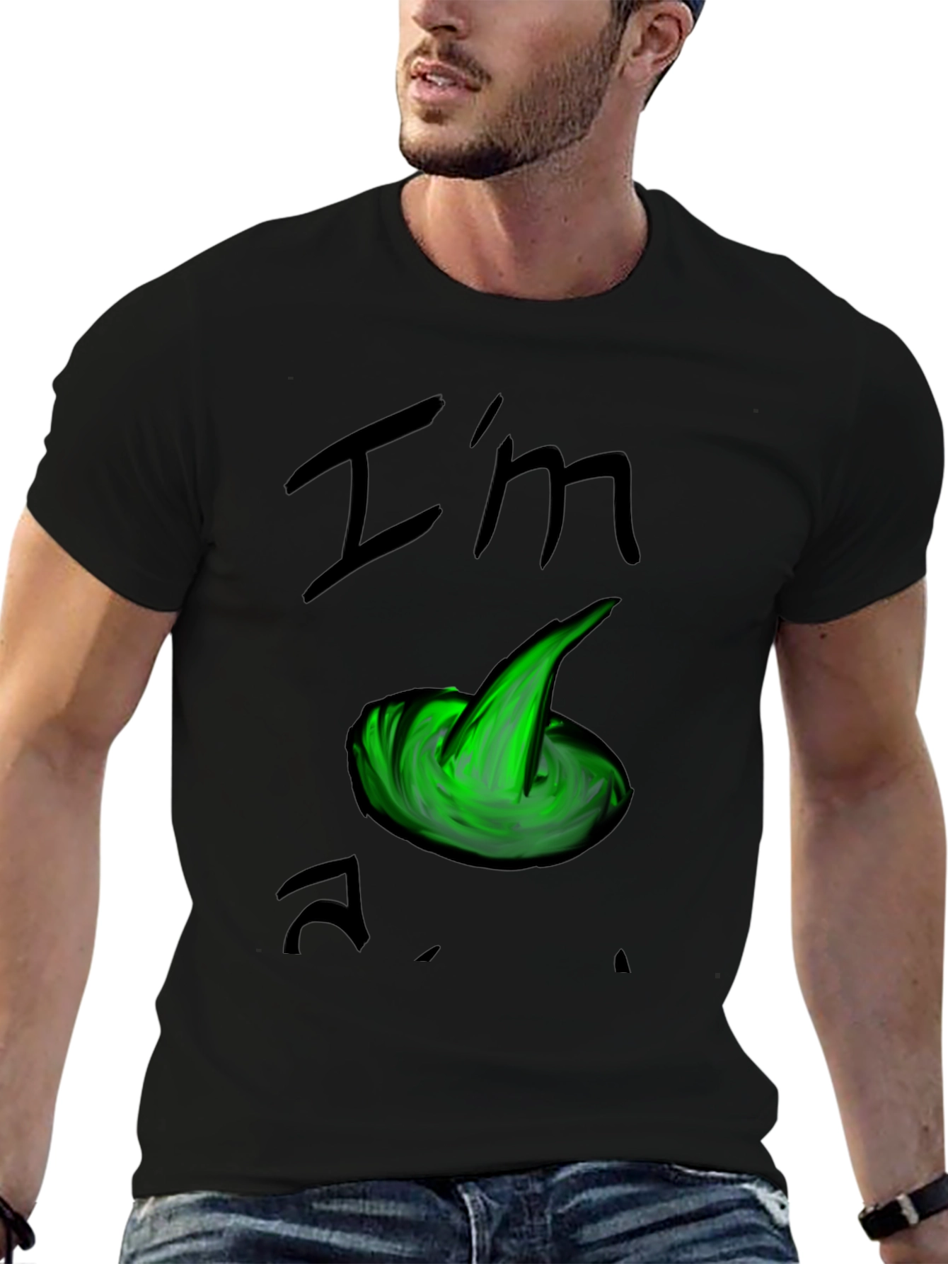 Black I'm A Worm! Funny Graphic Black T-Shirt view 6