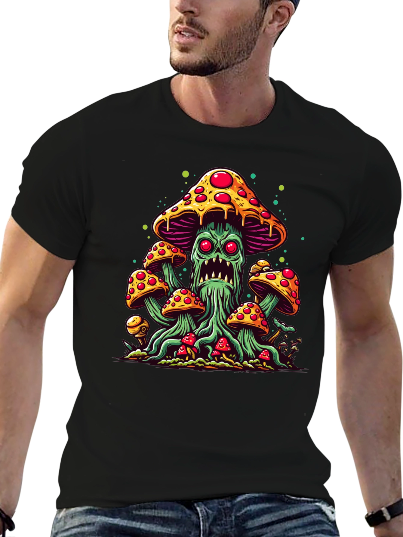 Black Funky Mushroom T-Shirt view 6