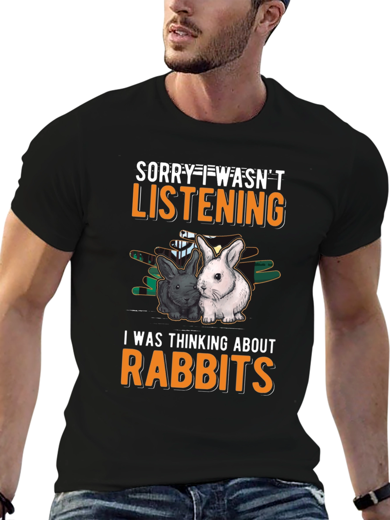 Black Rabbit Lover T-Shirt - Sorry Wasn't Listening view 6