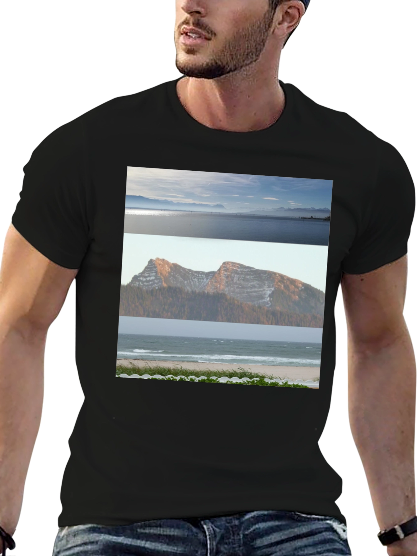 Black Scenic Landscape T-Shirt view 6