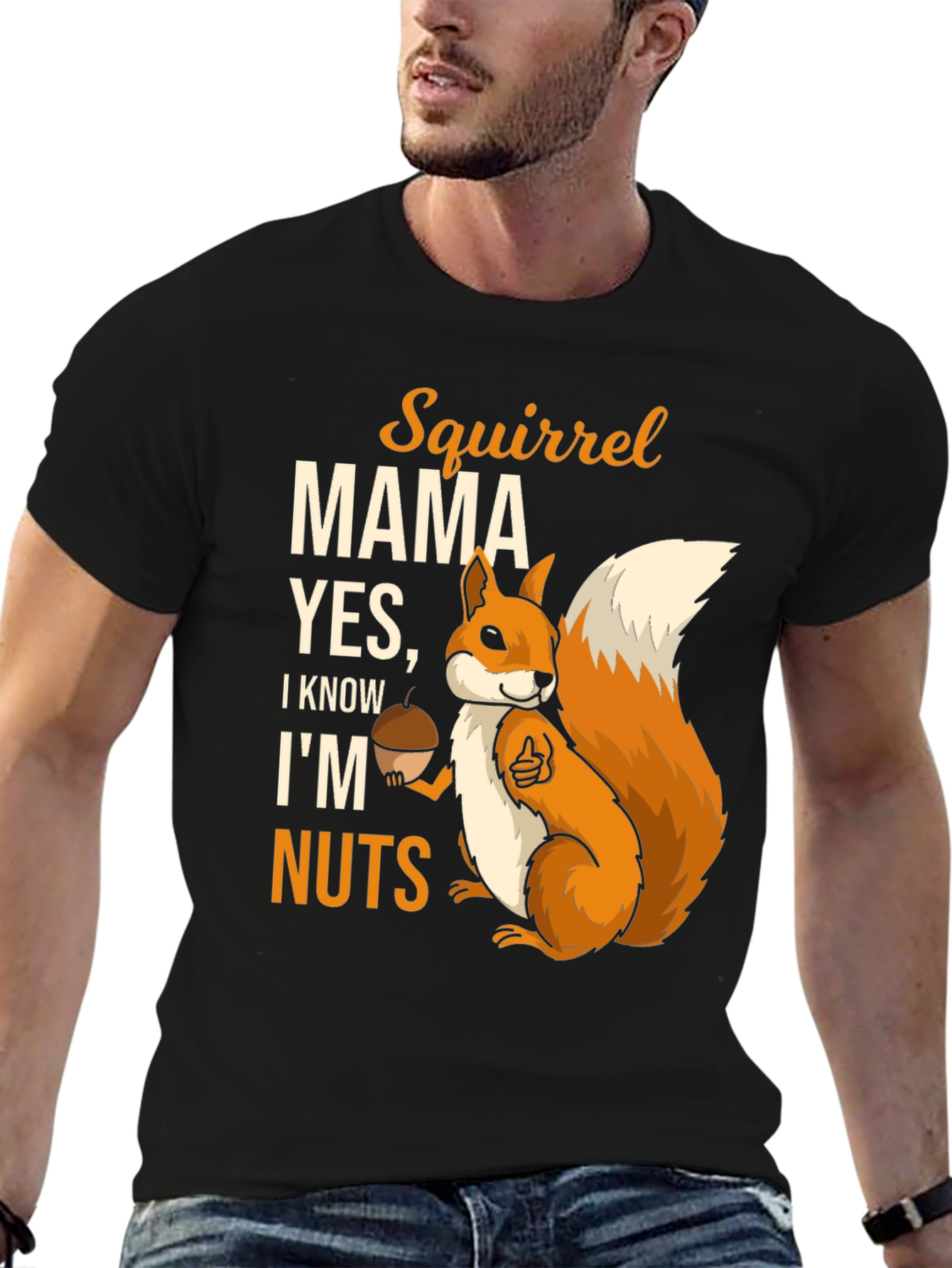 Black Squirrel Mama T-Shirt - I Know I'm Nuts Funny Graphic Tee view 6