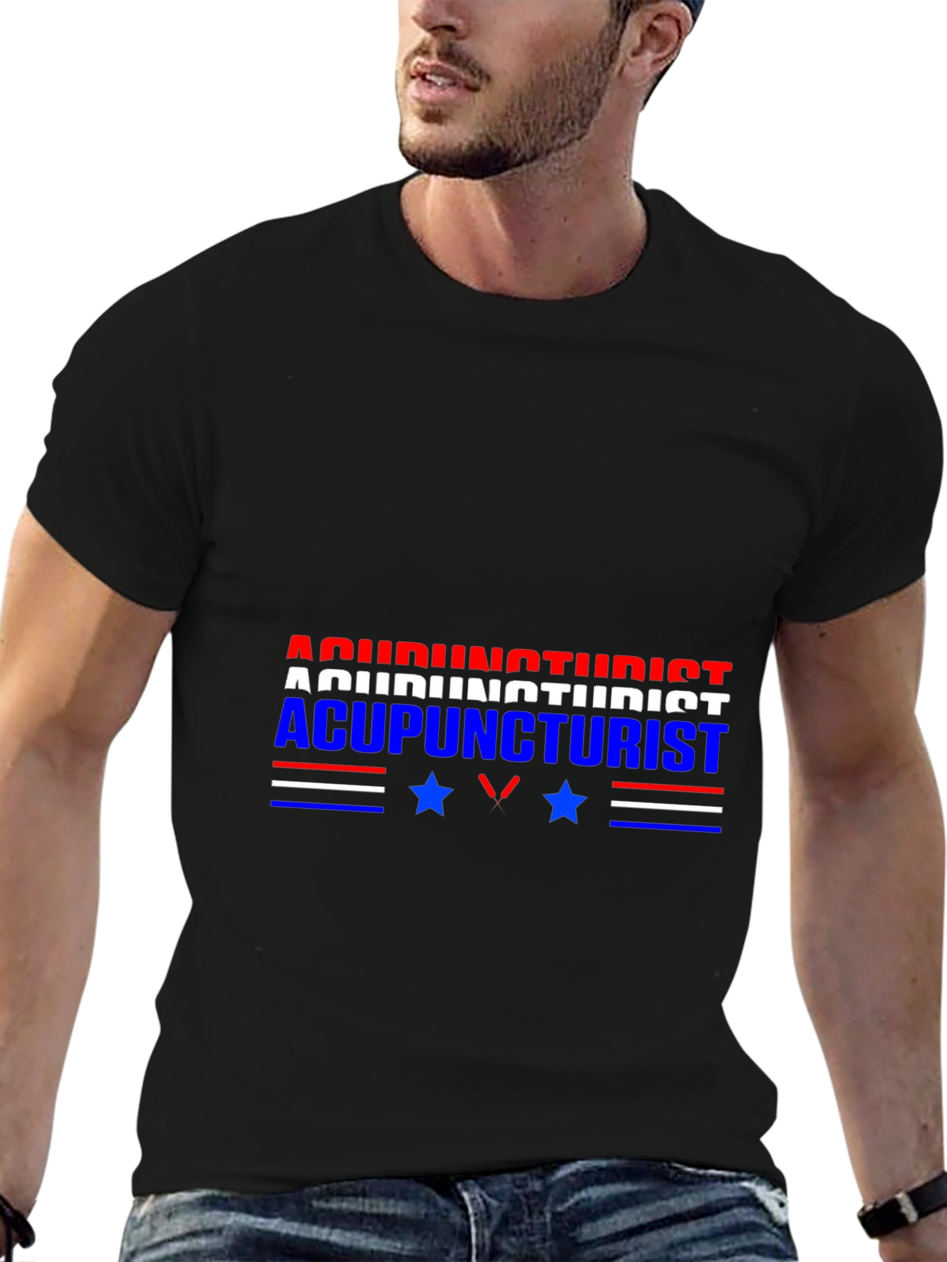 Black Acupuncturist Graphic Tee - Patriotic Design view 6