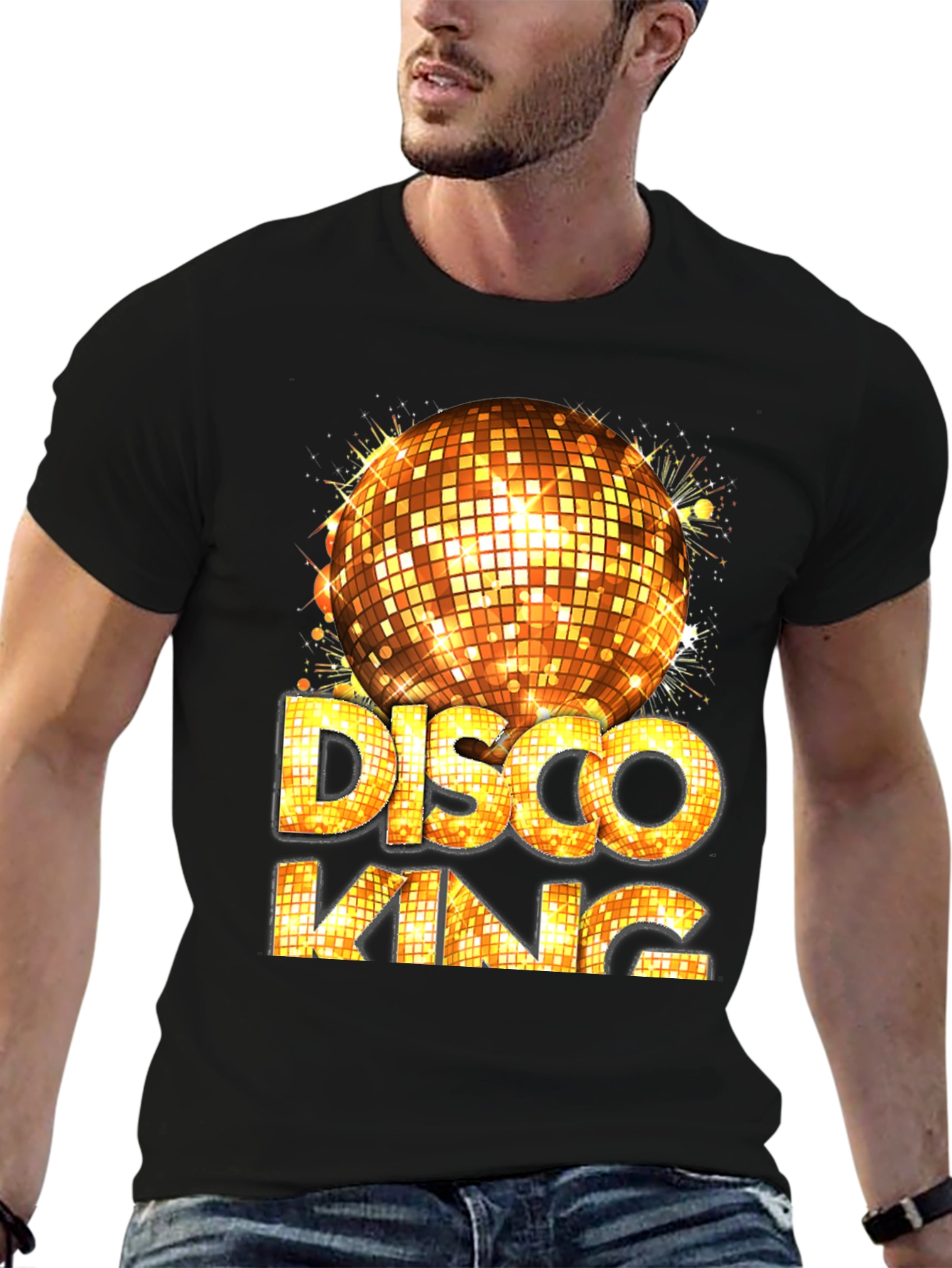 Black Disco King Graphic Tee - Men's Party Shirt view 6