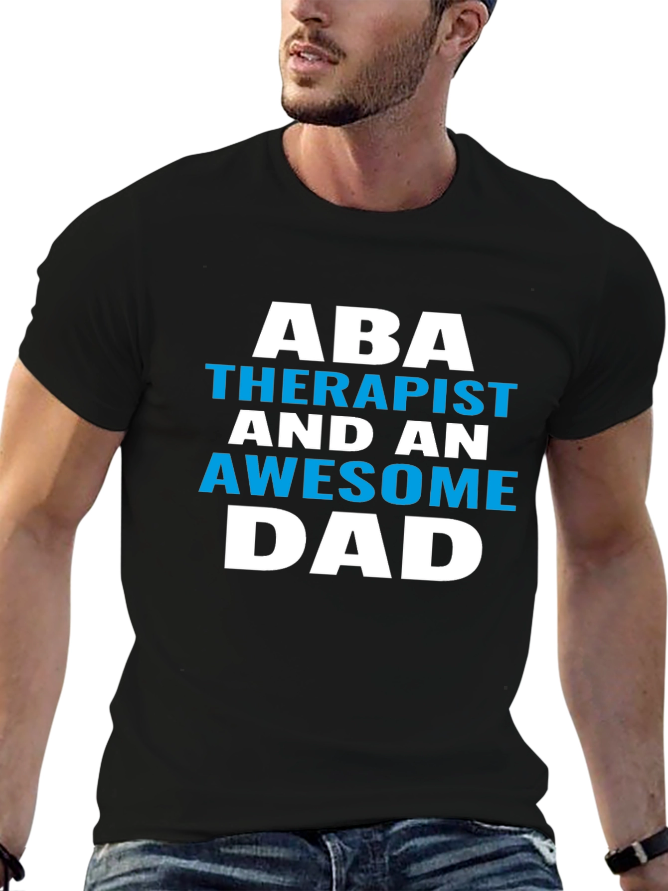 Black ABA Therapist Awesome Dad Graphic Tee view 6