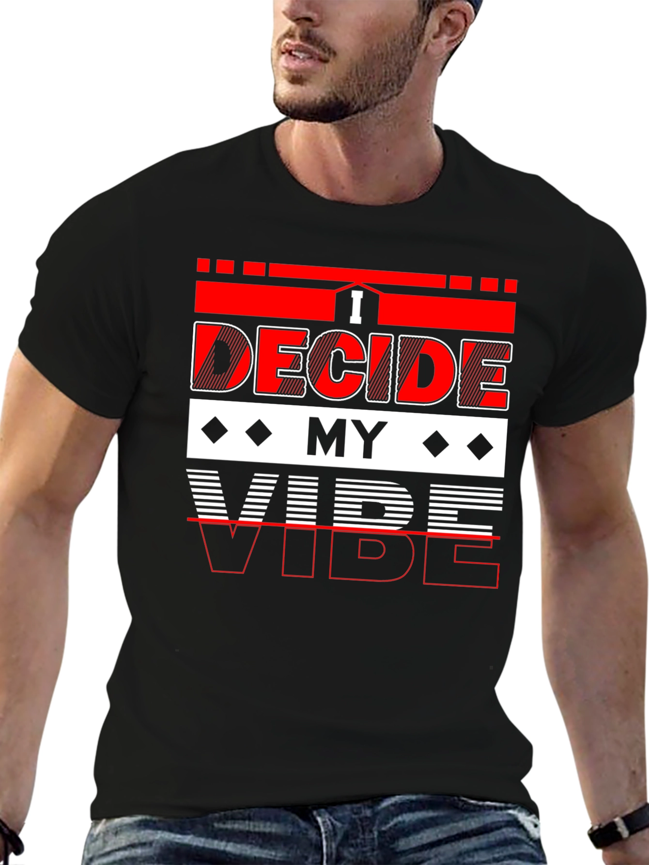 Black I Decide My Vibe Graphic T-Shirt - Stylish Cotton Tee view 6