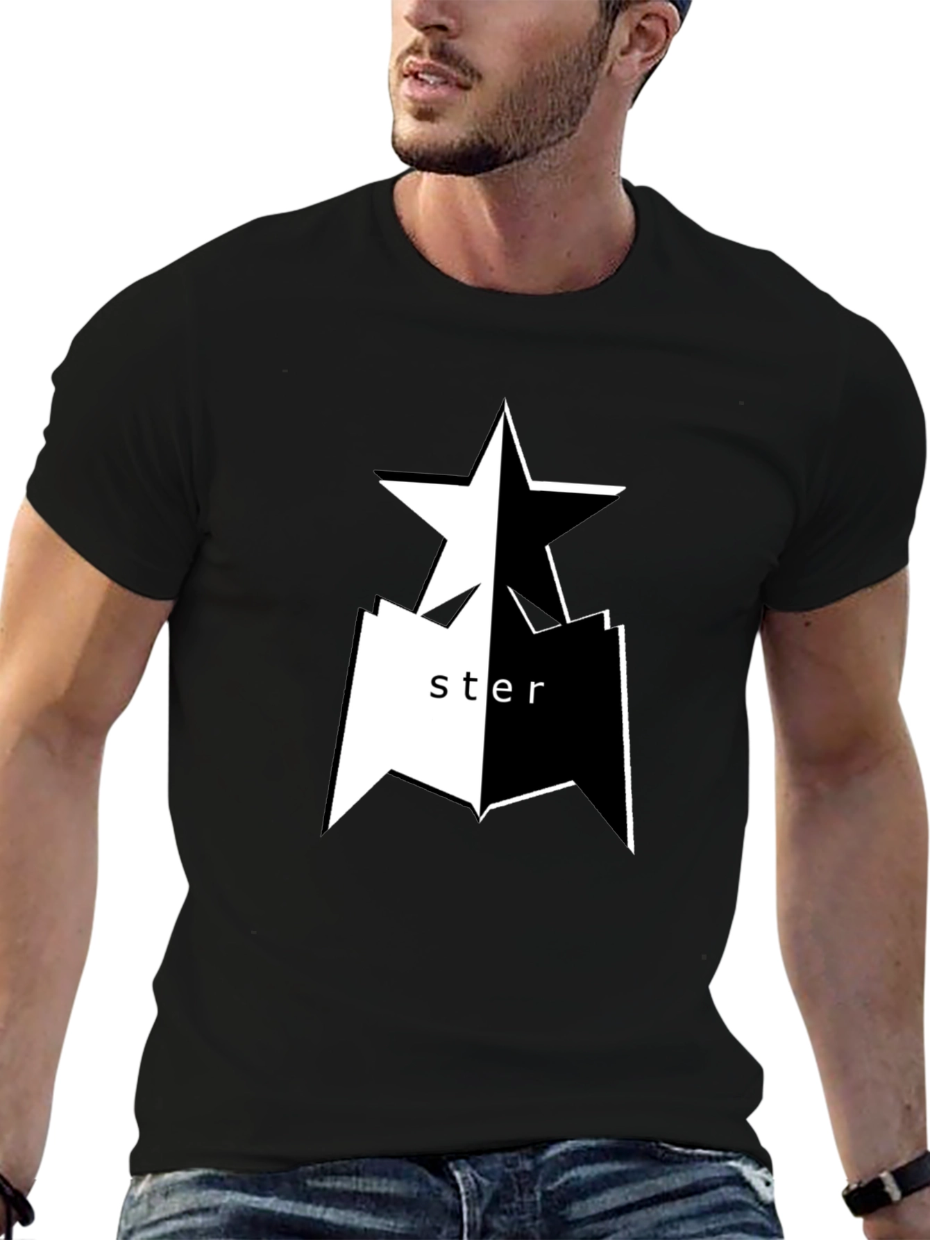 Black Black Graphic Tee - Star Design view 6