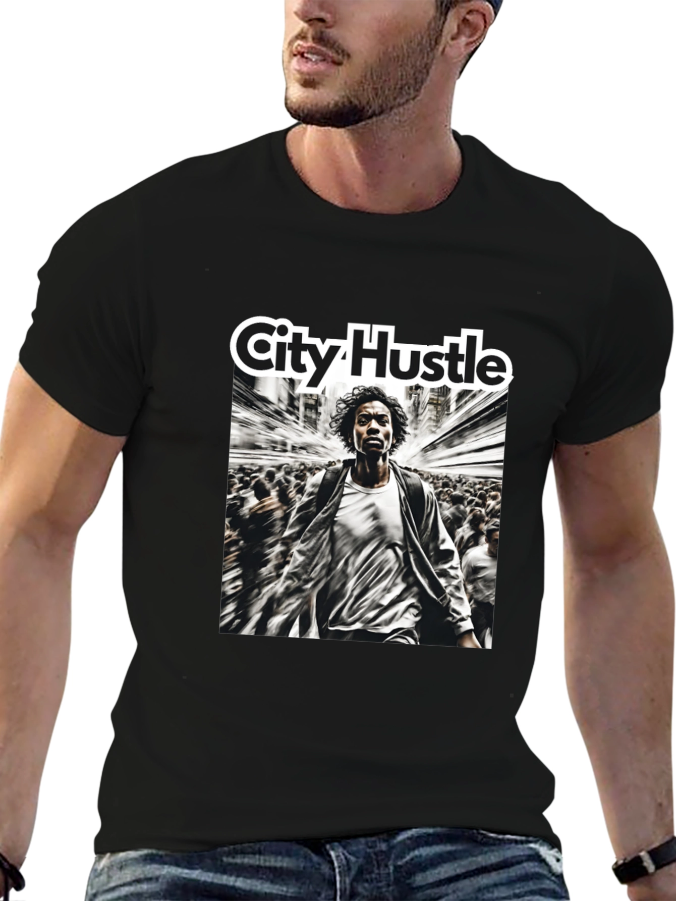 Black City Hustle Graphic Print T-Shirt view 6