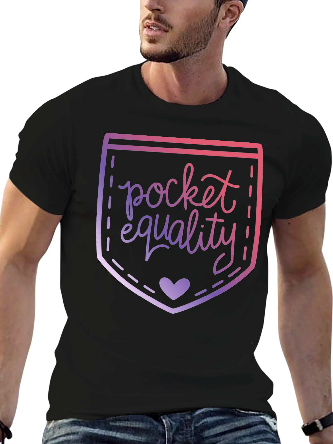 Black Pocket Equality Graphic T-Shirt view 6