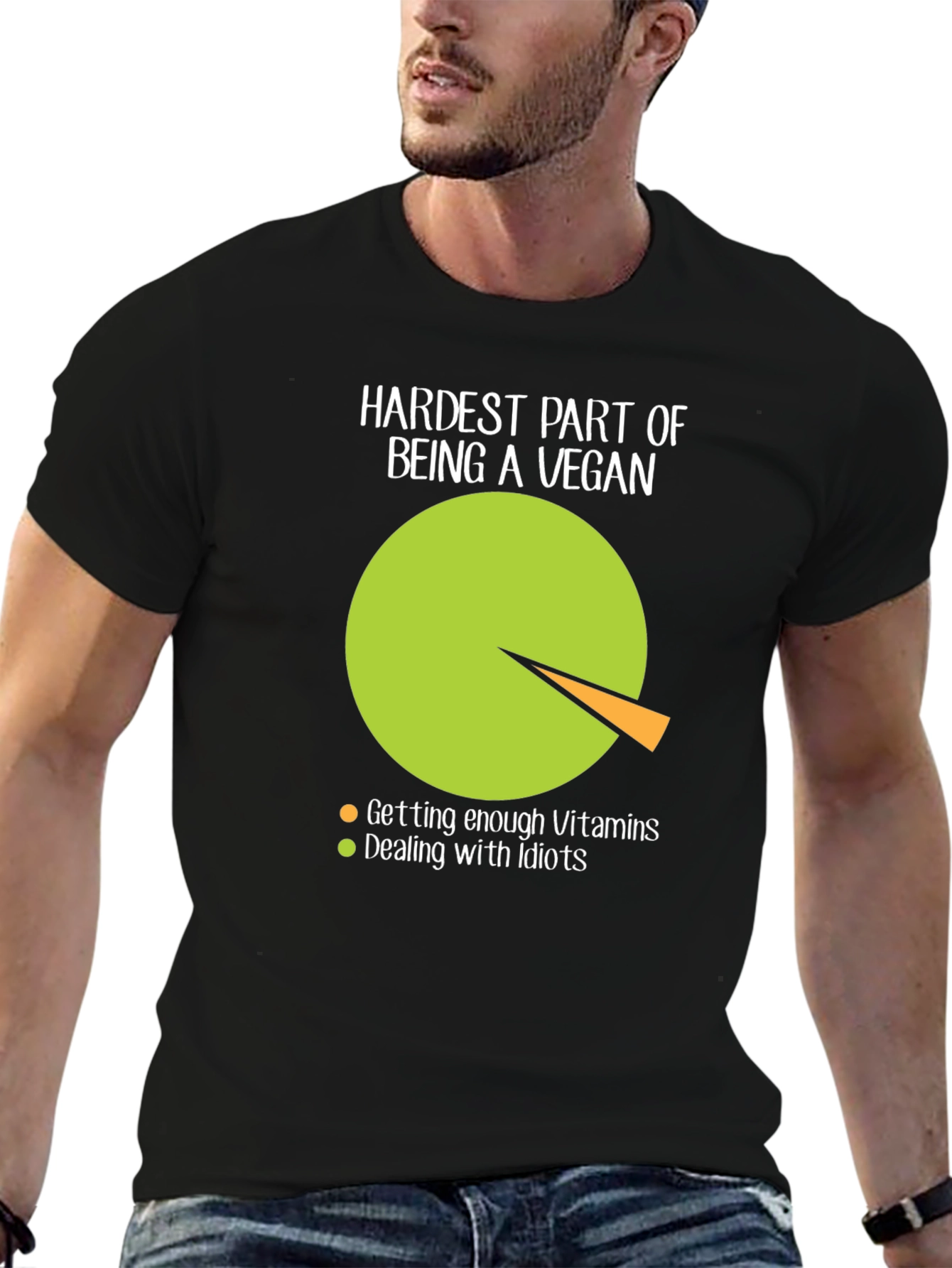 Black Hardest Part Being Vegan Humor T-Shirt view 6