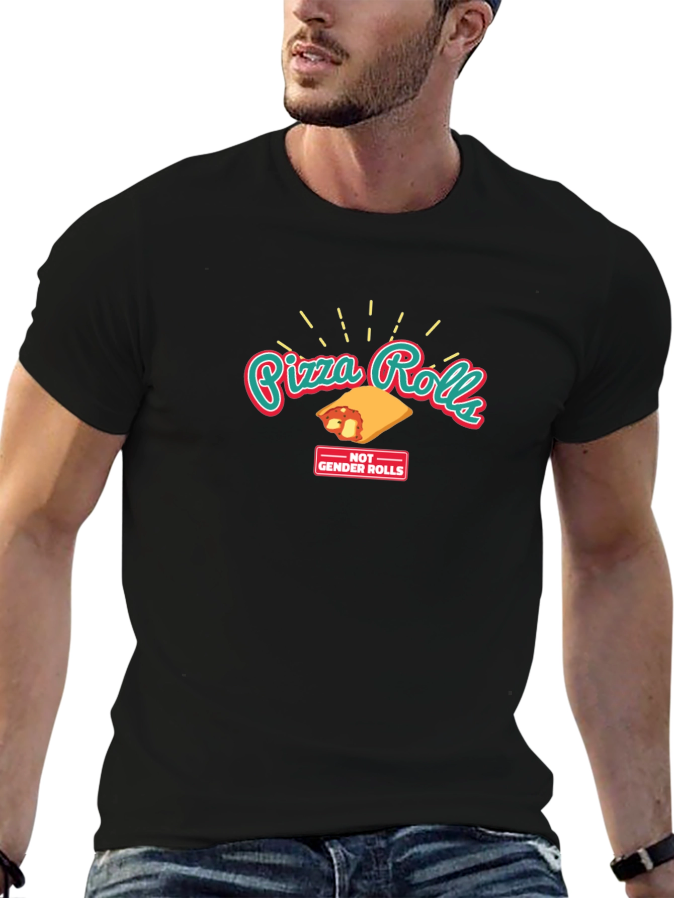 Black Pizza Rolls T-Shirt - Funny Graphic Tee view 6