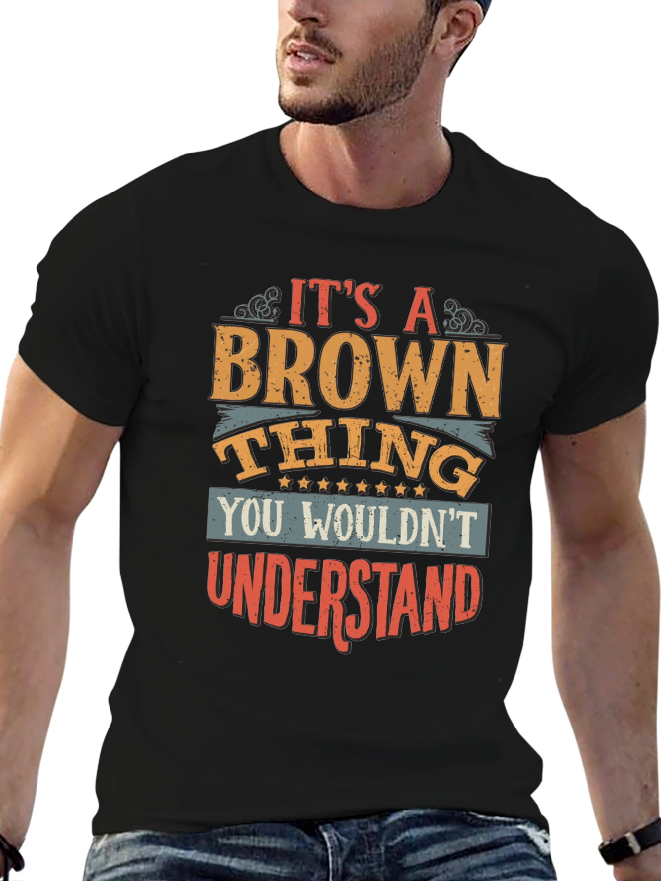 Black It's a Brown Thing Men's Black Graphic Tee view 6