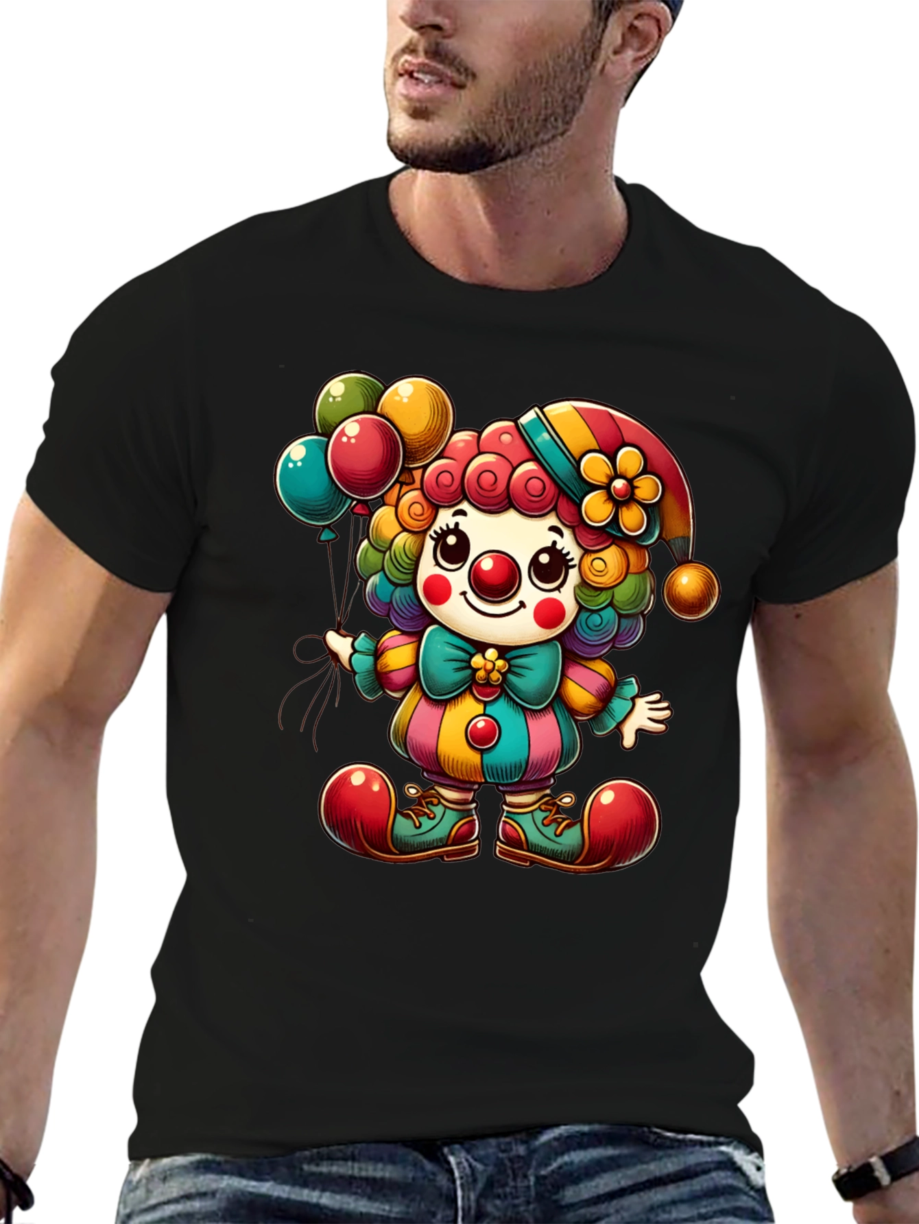 Black Clown Graphic T-Shirt - Funny and Colorful Tee view 6