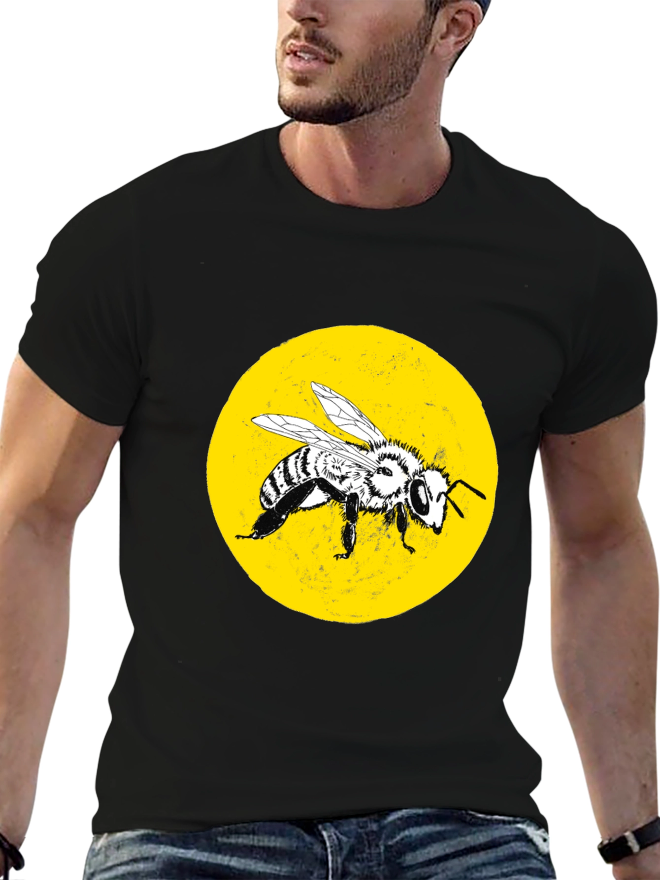 Bee Graphic Tee - Stylish Black Cotton T-Shirt - 6