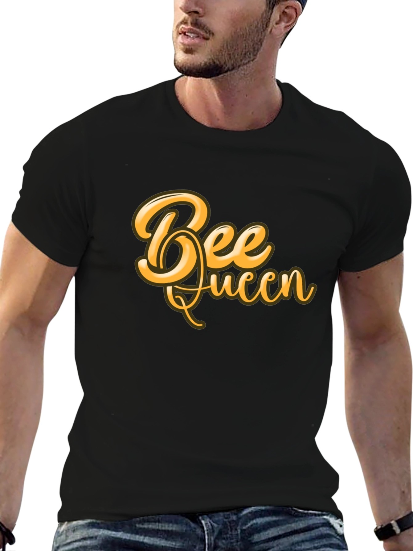 Black Bee Queen Graphic T-Shirt - Black Cotton Blend view 6