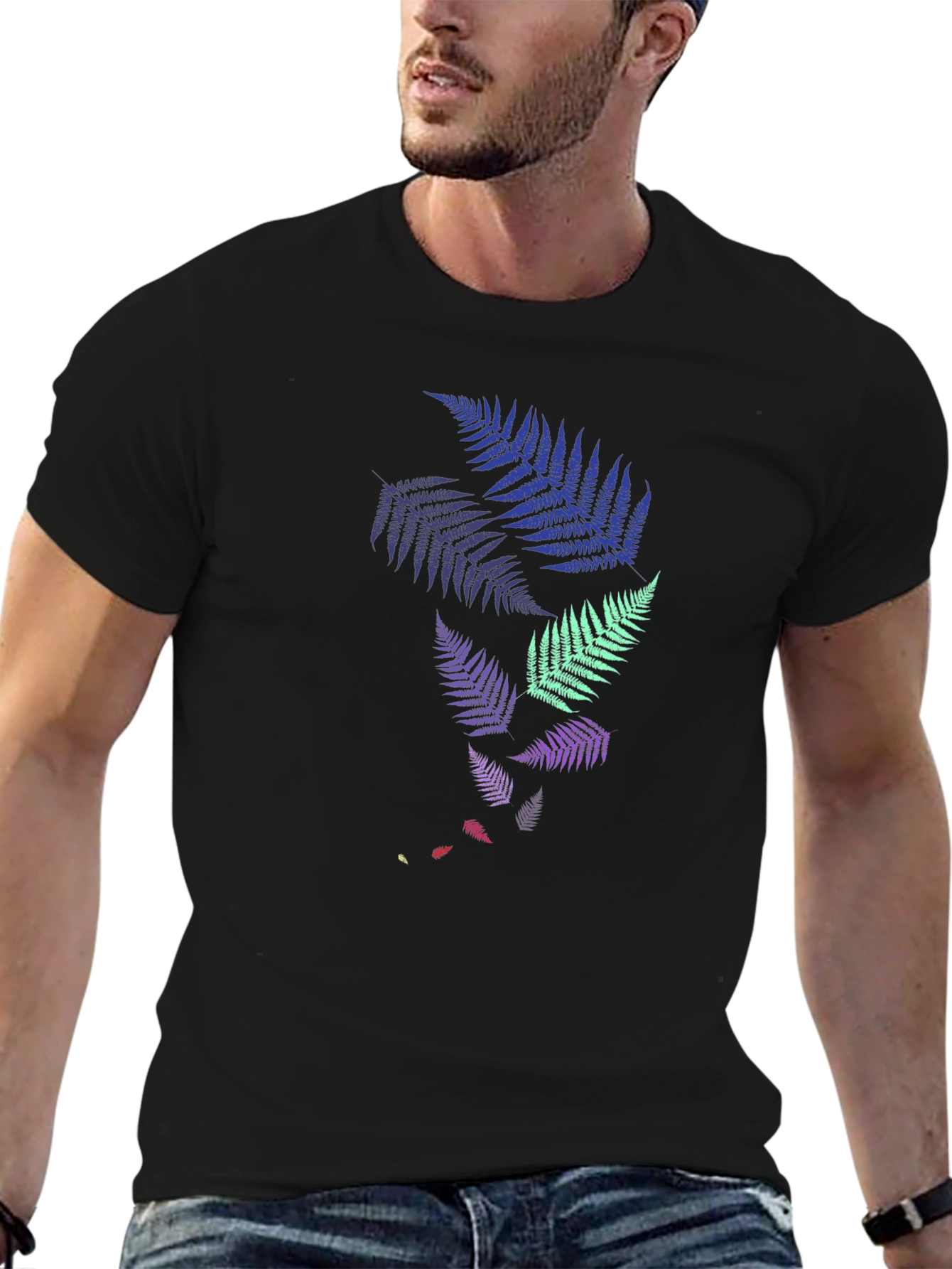 Black Fern Design Black T-Shirt view 6