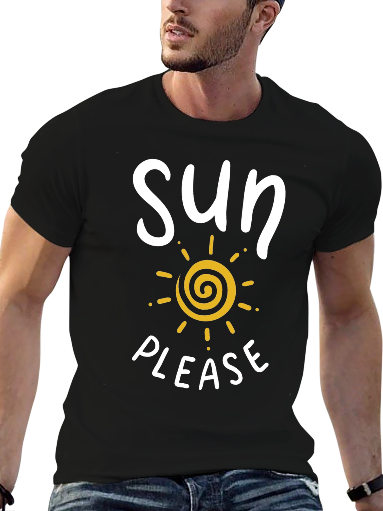 Black Sun Please Graphic Tee - Black Cotton T-Shirt view 6