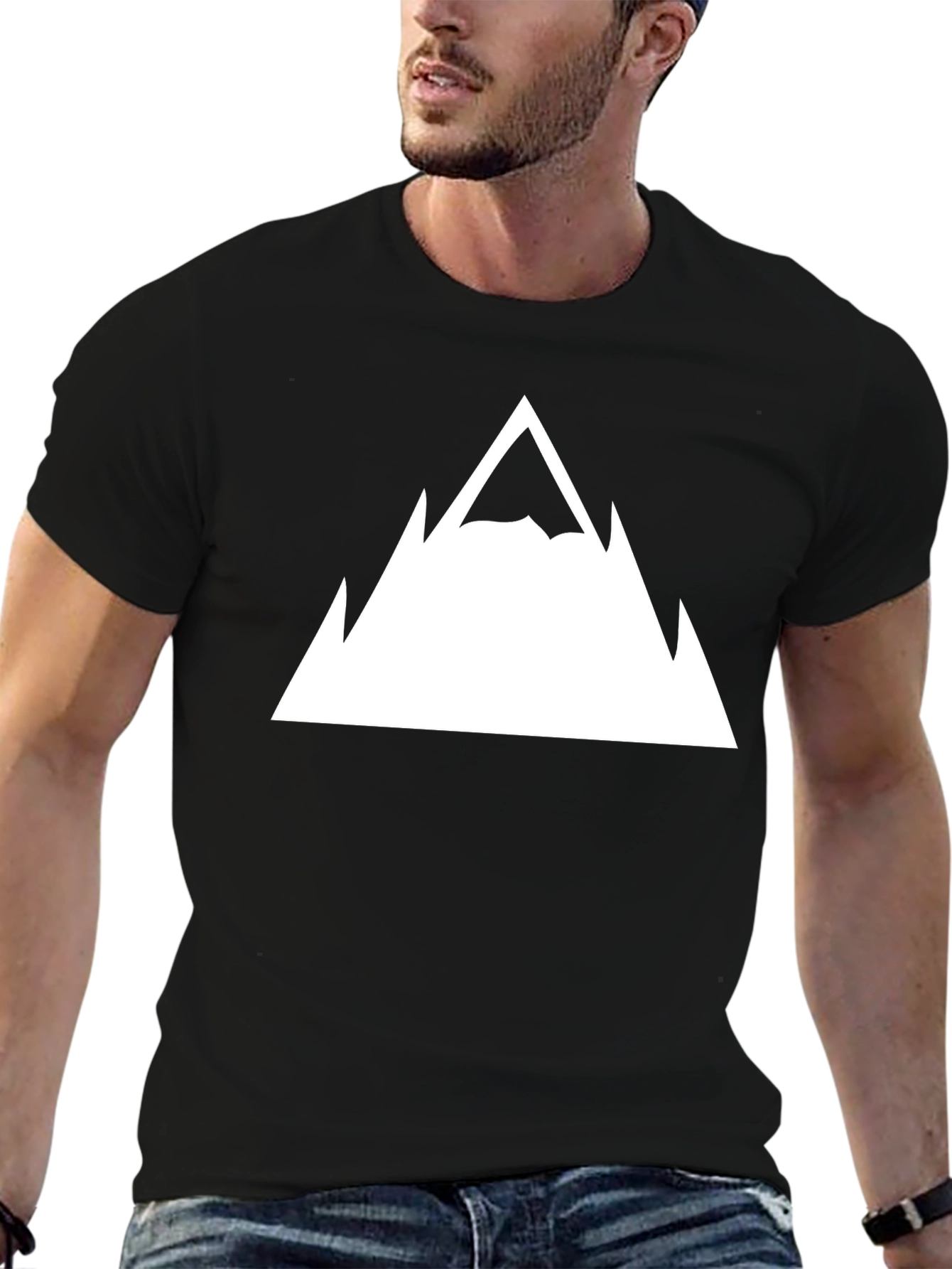 Black Mountain Peak Graphic Tee - Black Cotton T-Shirt view 6