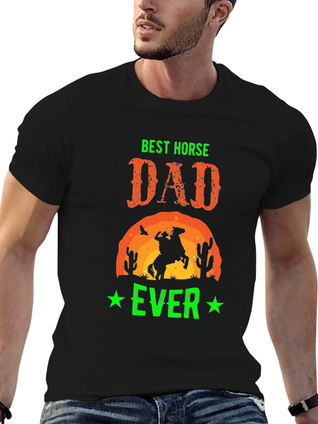 Black Best Horse Dad Ever Graphic T-Shirt view 6