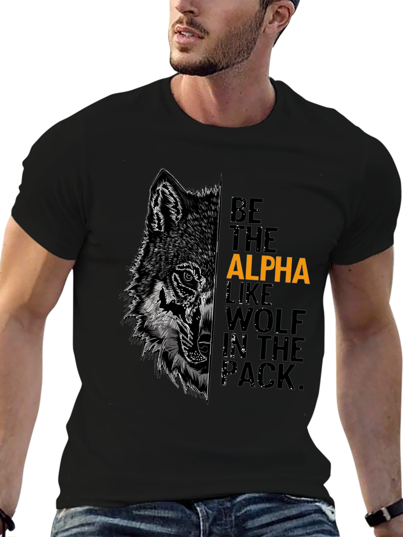 Black Alpha Wolf Graphic Tee - Be the Leader view 6