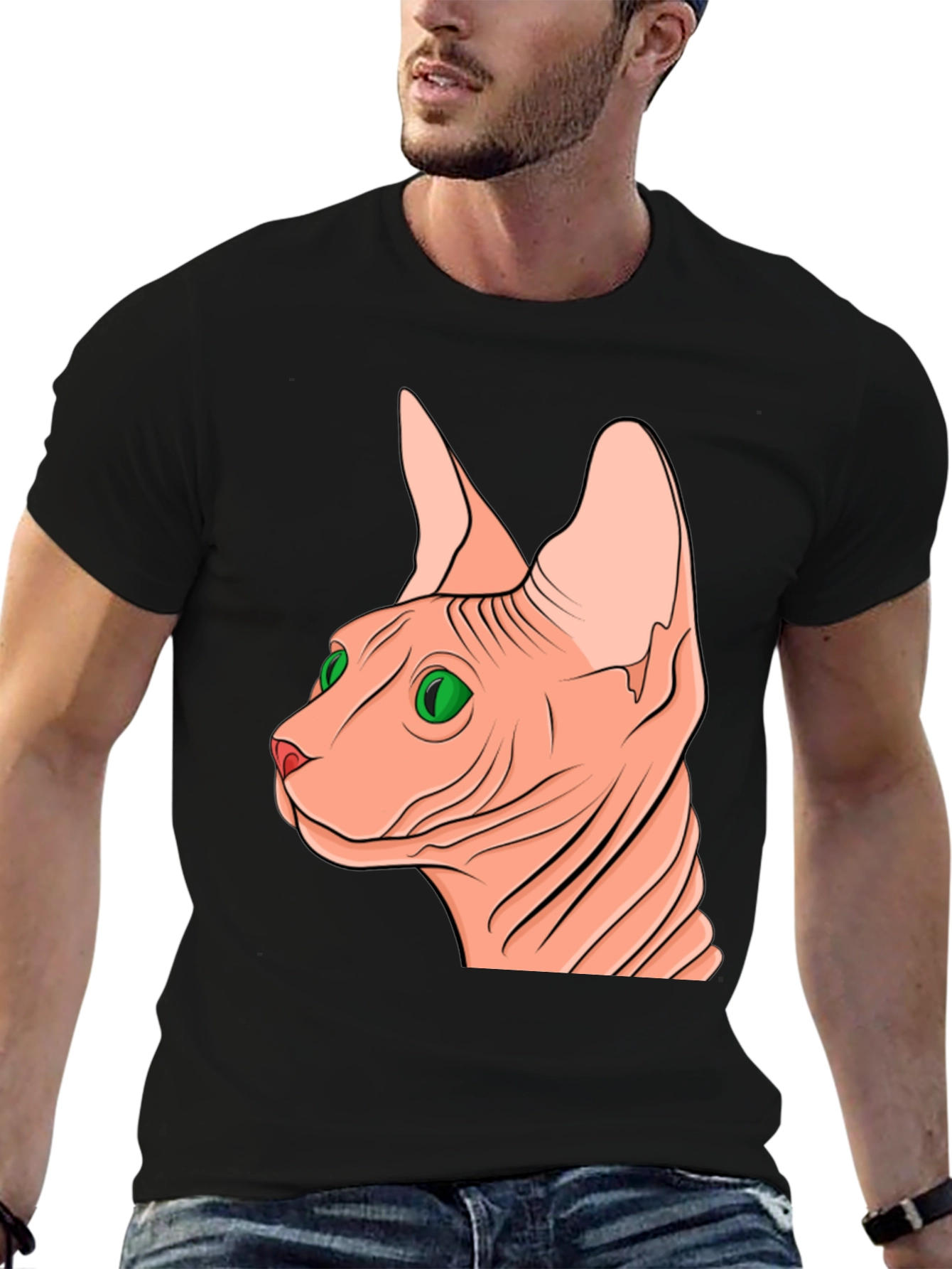 Black Sphynx Cat Graphic Tee - Unique Design view 6