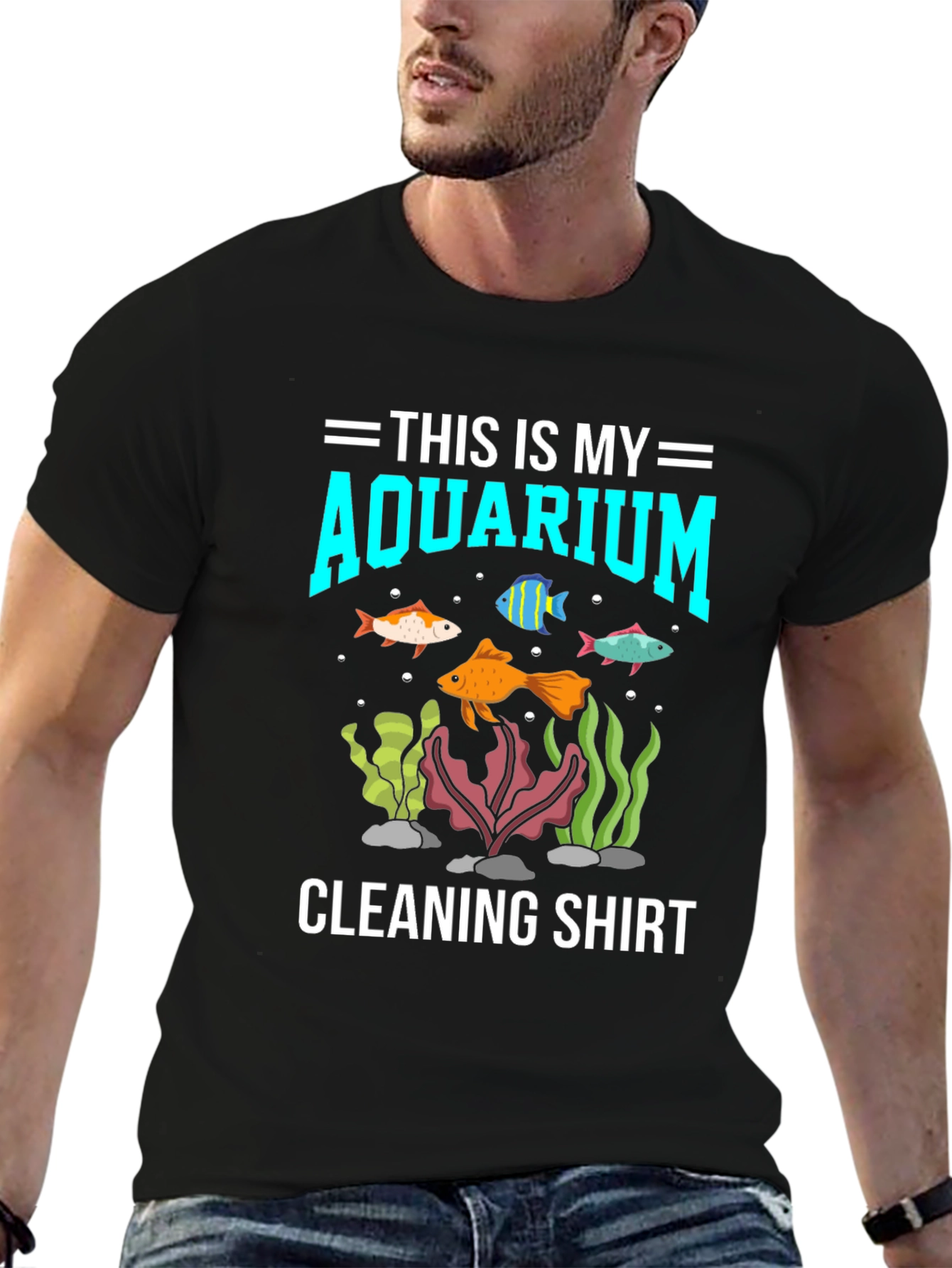 Black Aquarium Cleaning Shirt - Funny Fish Keeper Tee view 6