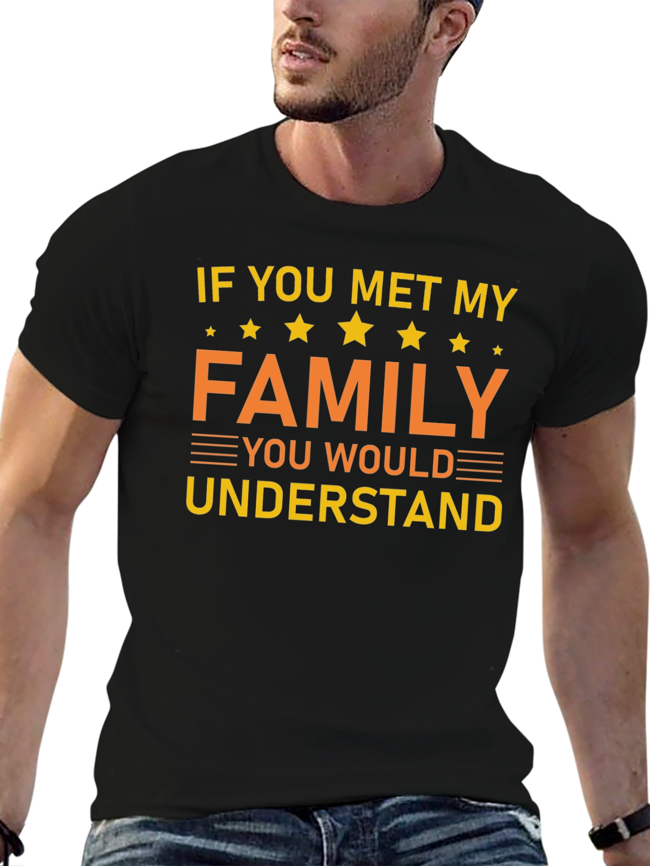 Black Funny Family T-Shirt - "If You Met My Family" view 6