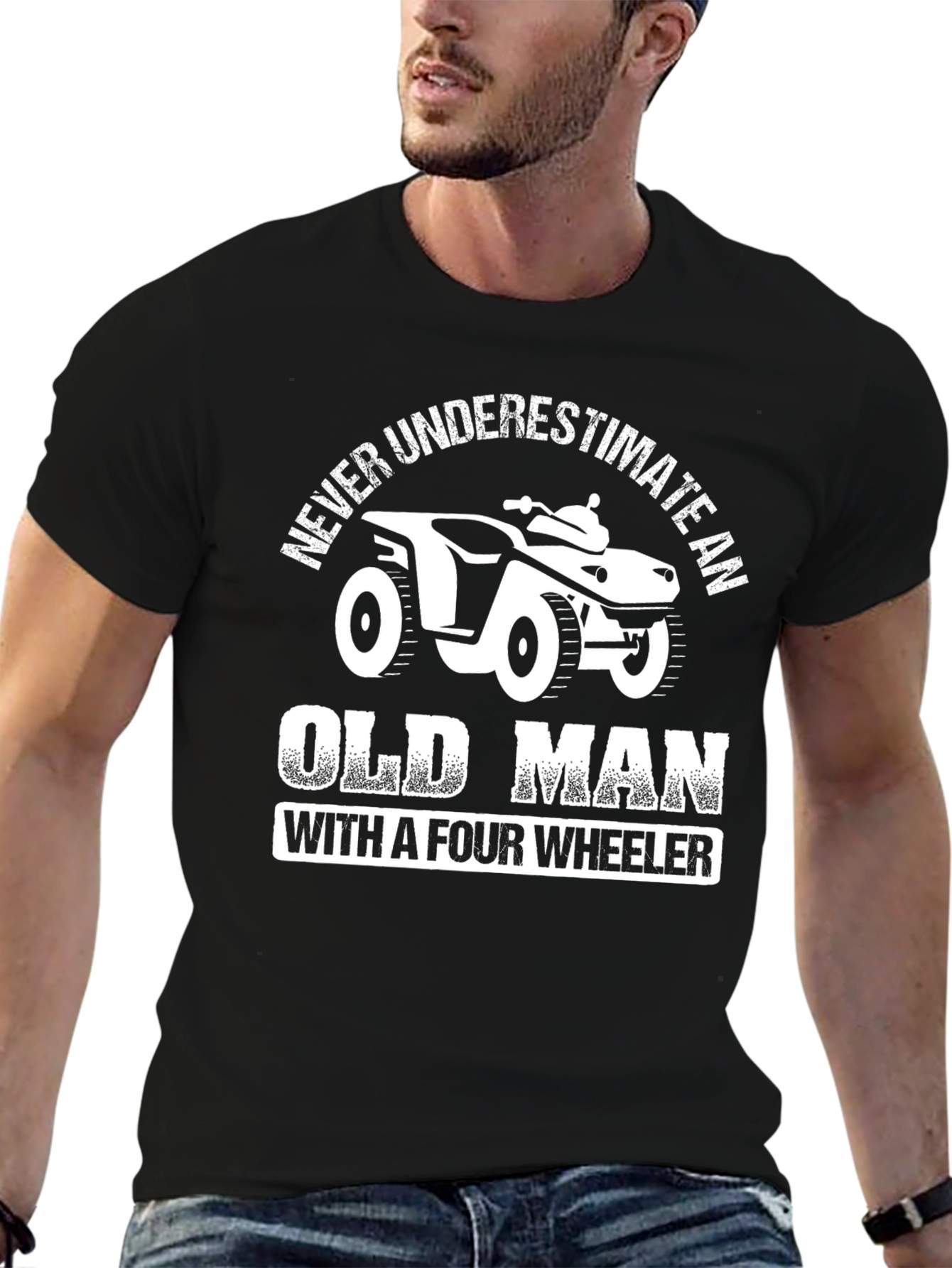 Black Never Underestimate an Old Man with a Four Wheeler T-Shirt view 6