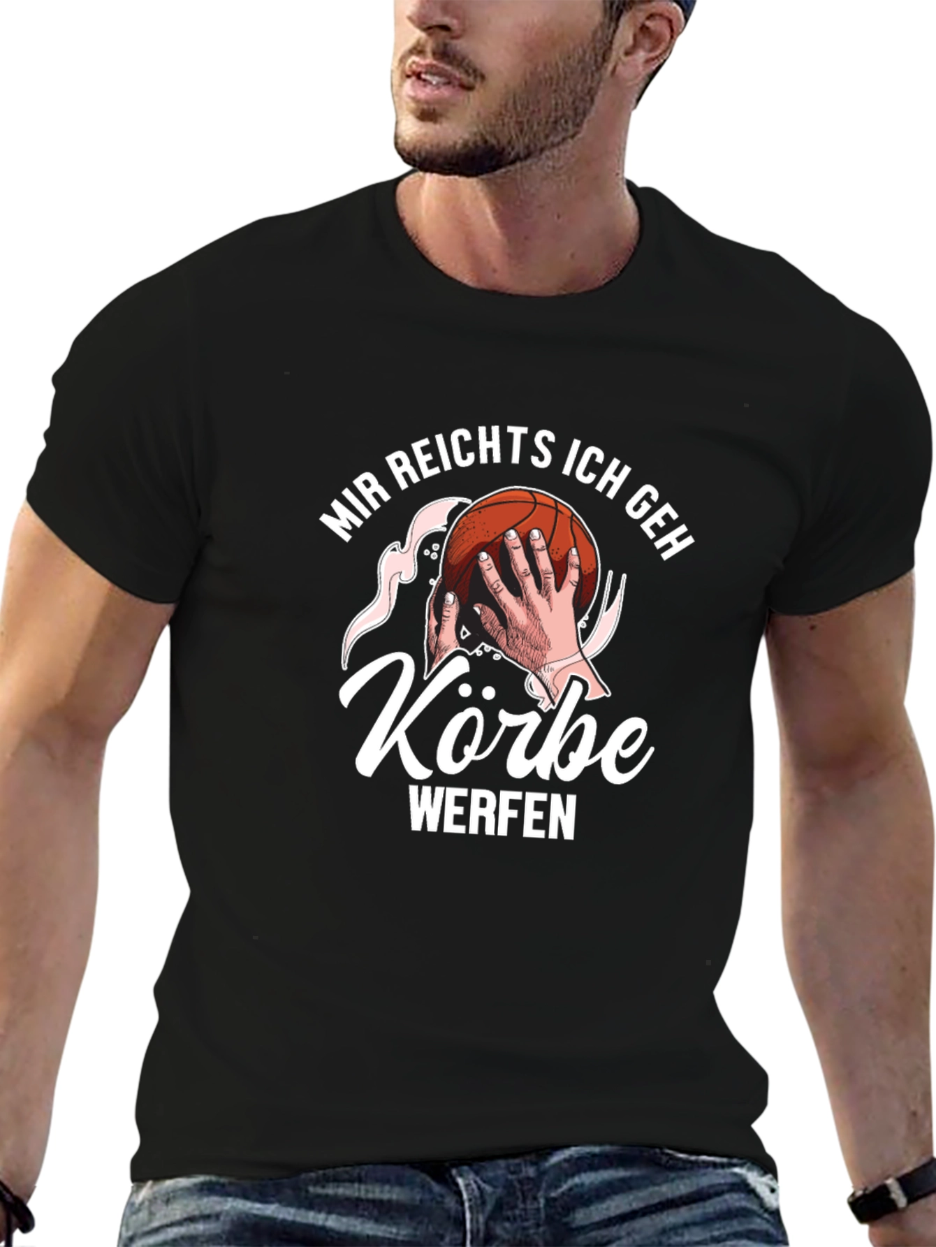 Black Basketball T-Shirt - "Mir reichts ich geh Körbe werfen" view 6