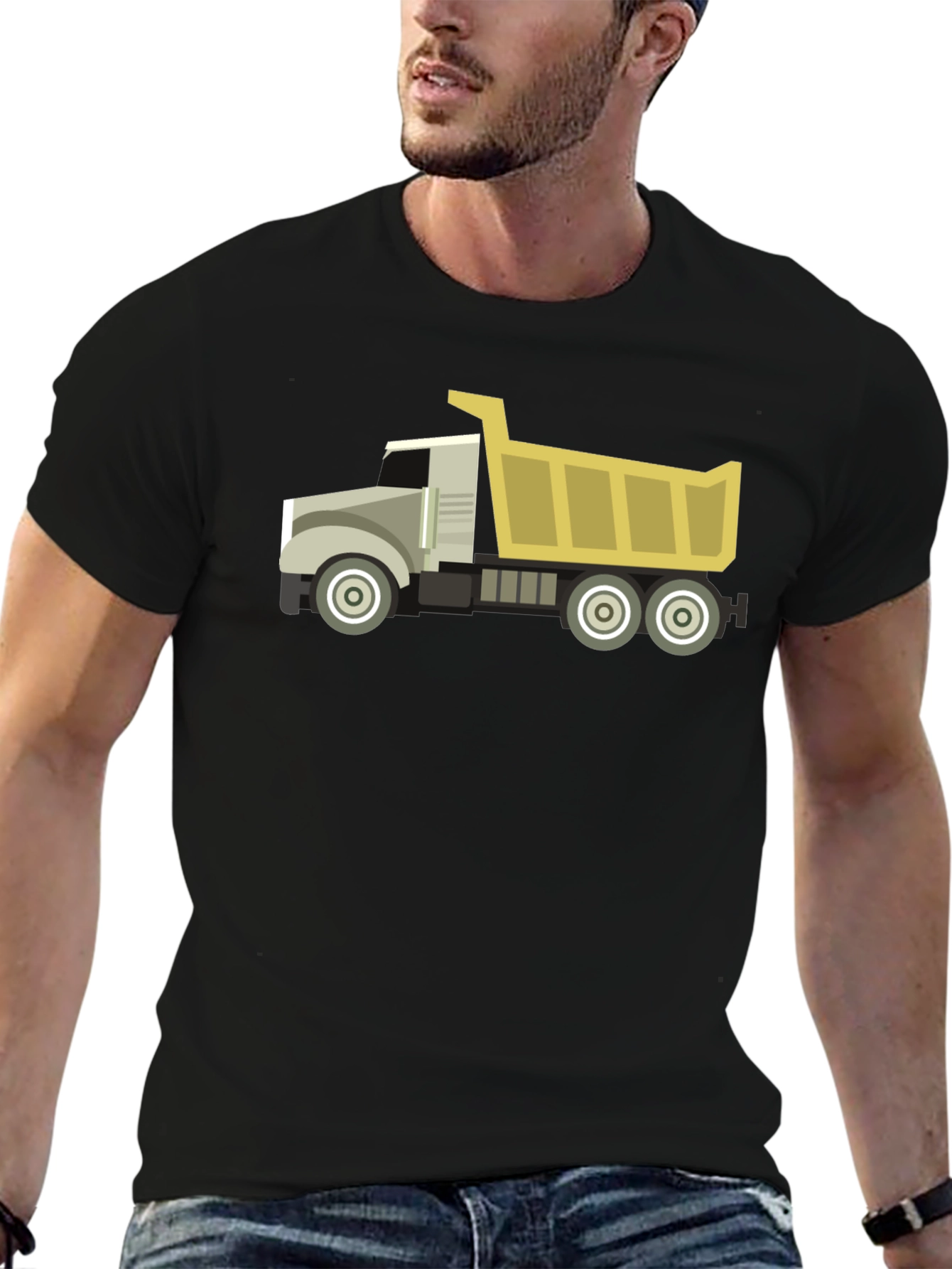 Black Dump Truck Graphic Tee - Black Cotton Blend view 6